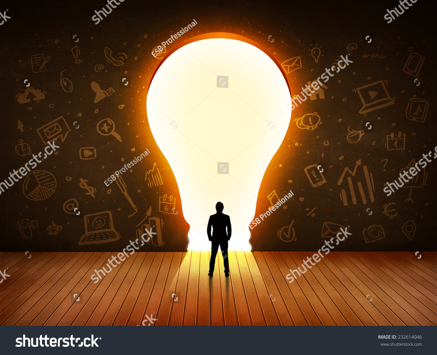 Business Man Looking Bright Light Bulb Stock Photo Edit Now 232614046