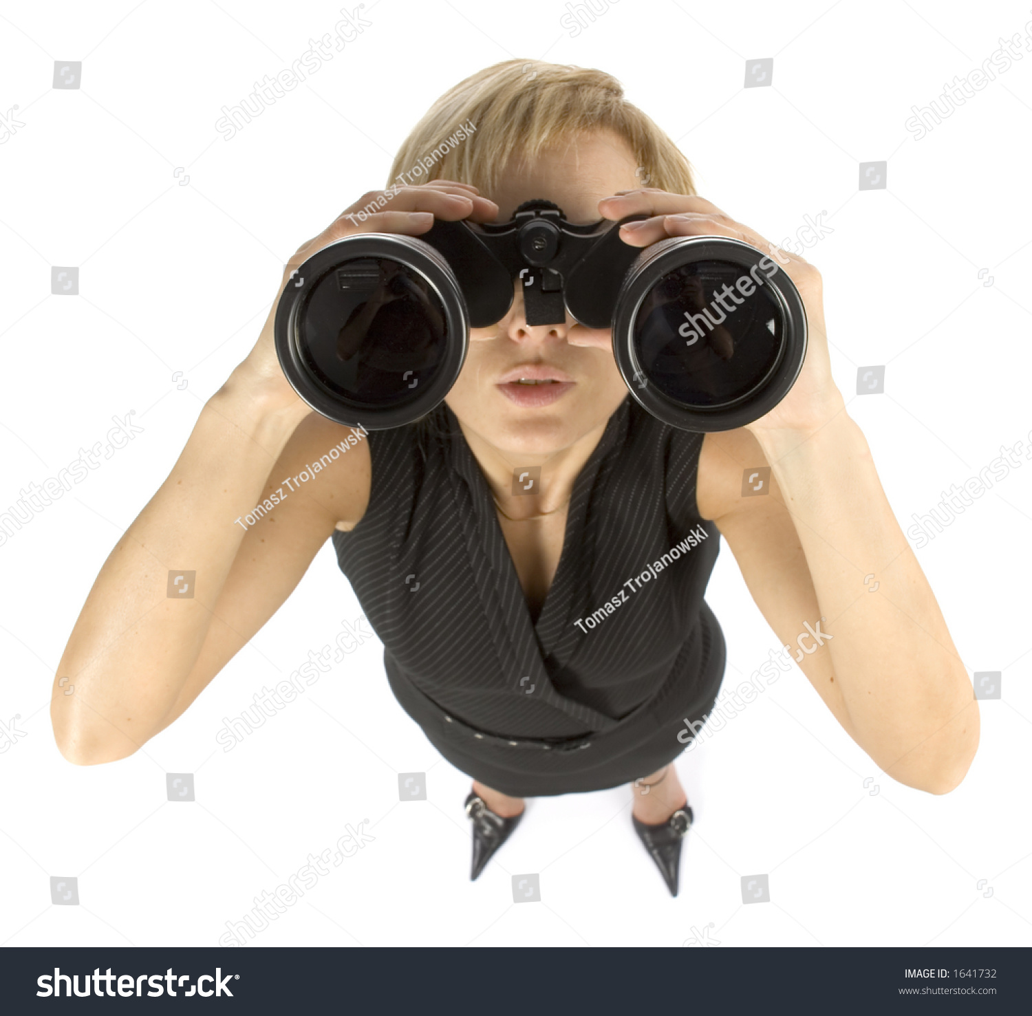 Business Woman With Large Binoculars Stock Photo 1641732 Shutterstock