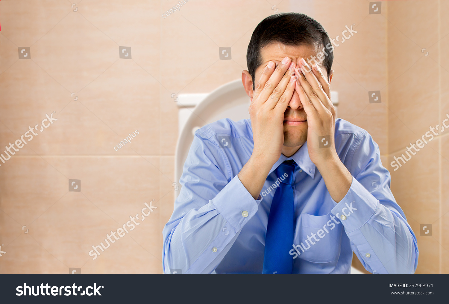 Businessman Toilet Problems Constipation Stock Photo 292968971