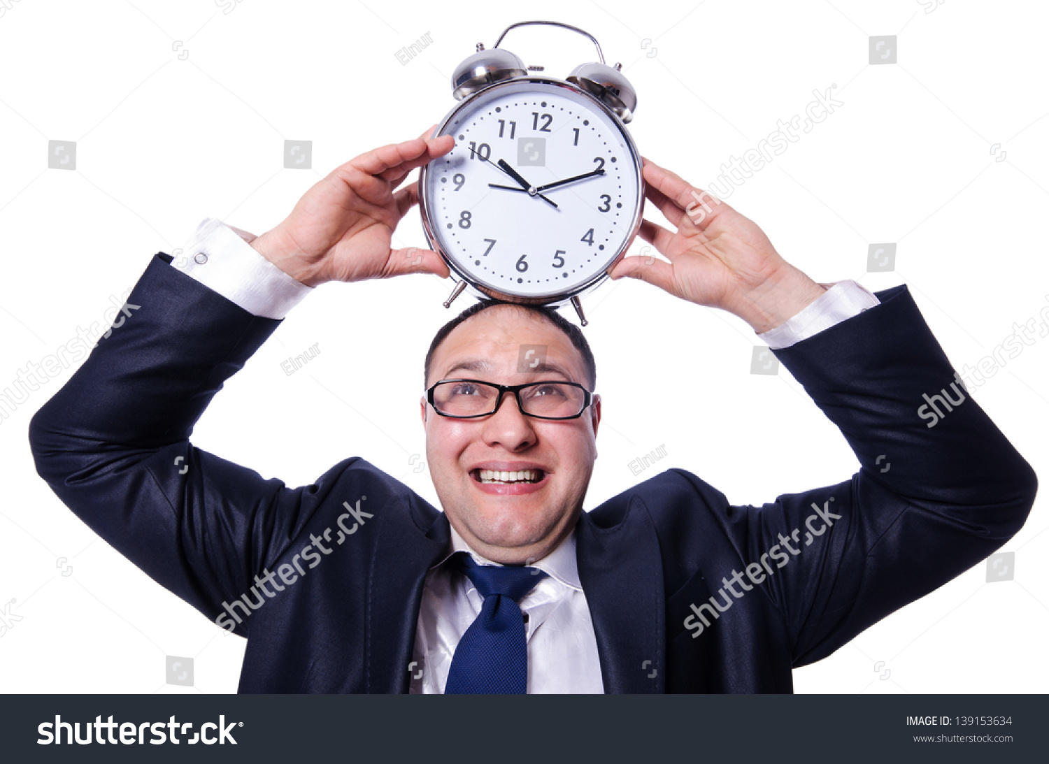 Businessman With Clock Isolated On White Stock Photo Shutterstock