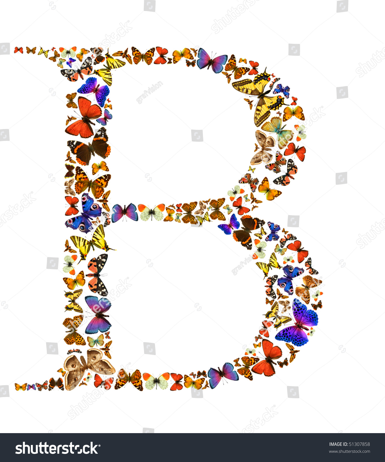 Butterfly Font In White. Letter B Stock Photo 51307858 : Shutterstock