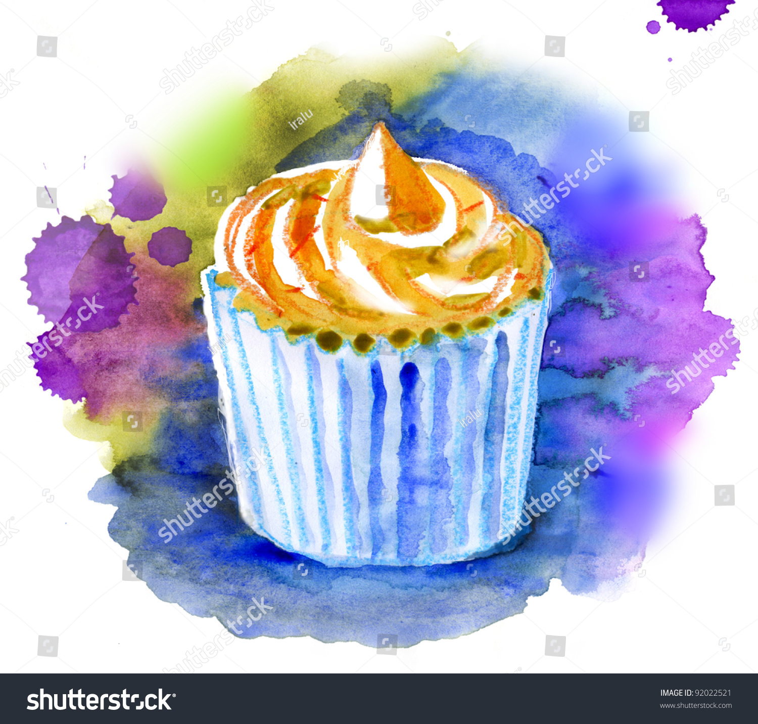 Cake. Watercolor Painting. Stock Photo 92022521 Shutterstock