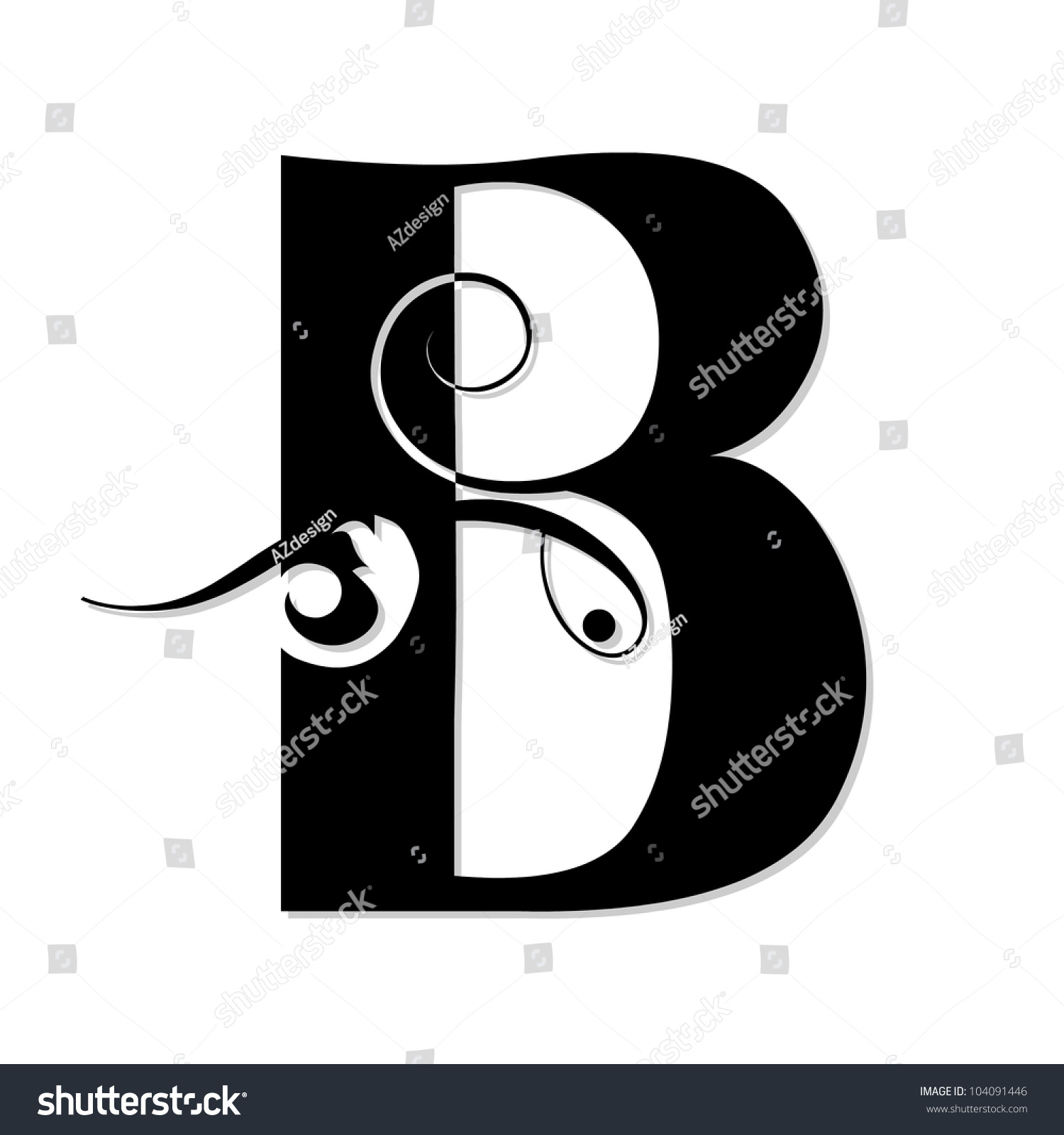 Calligraphic Letter B Isolated On White Background Stock Photo ...