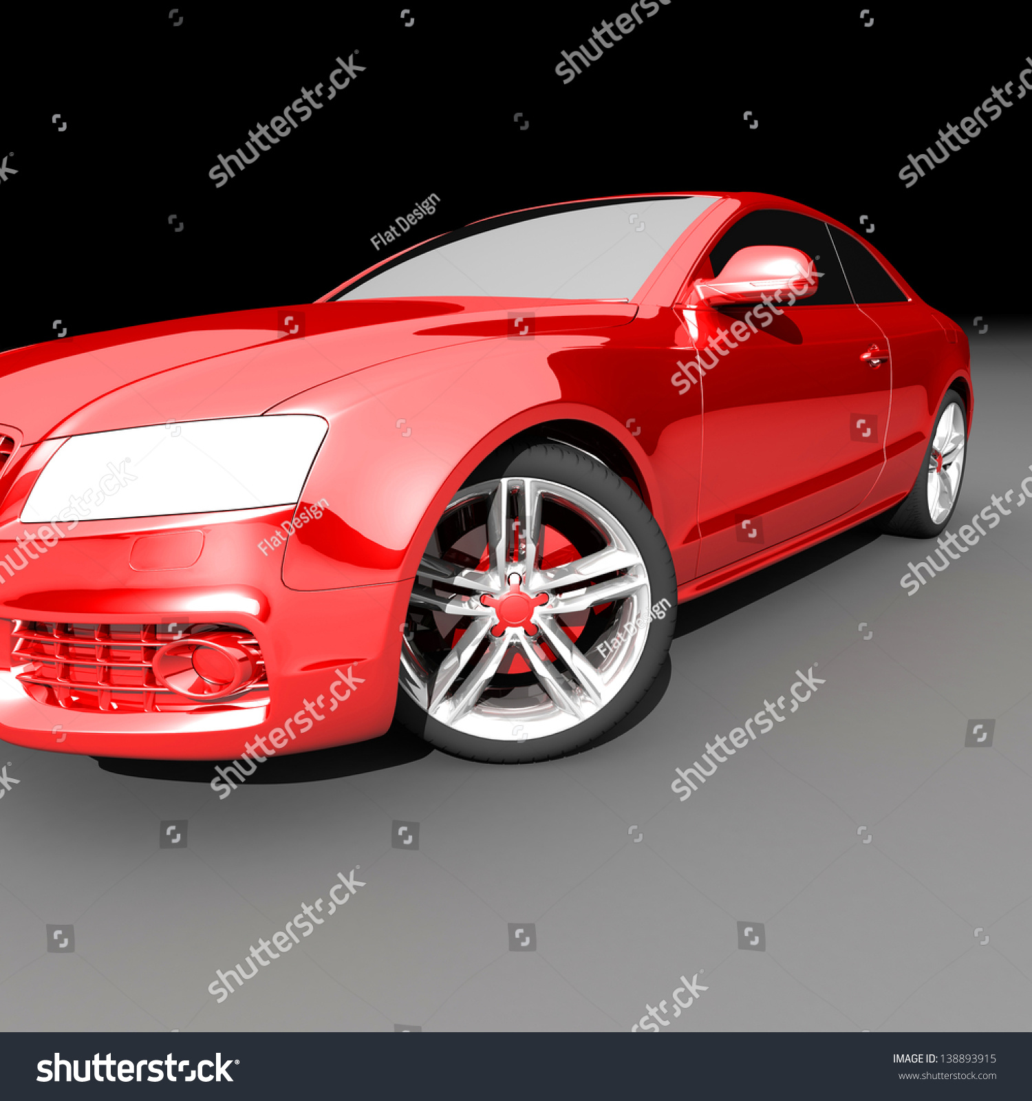 car red color on a dark background. with shiny paint and lights on car red color on a dark background. with shiny paint and lights on