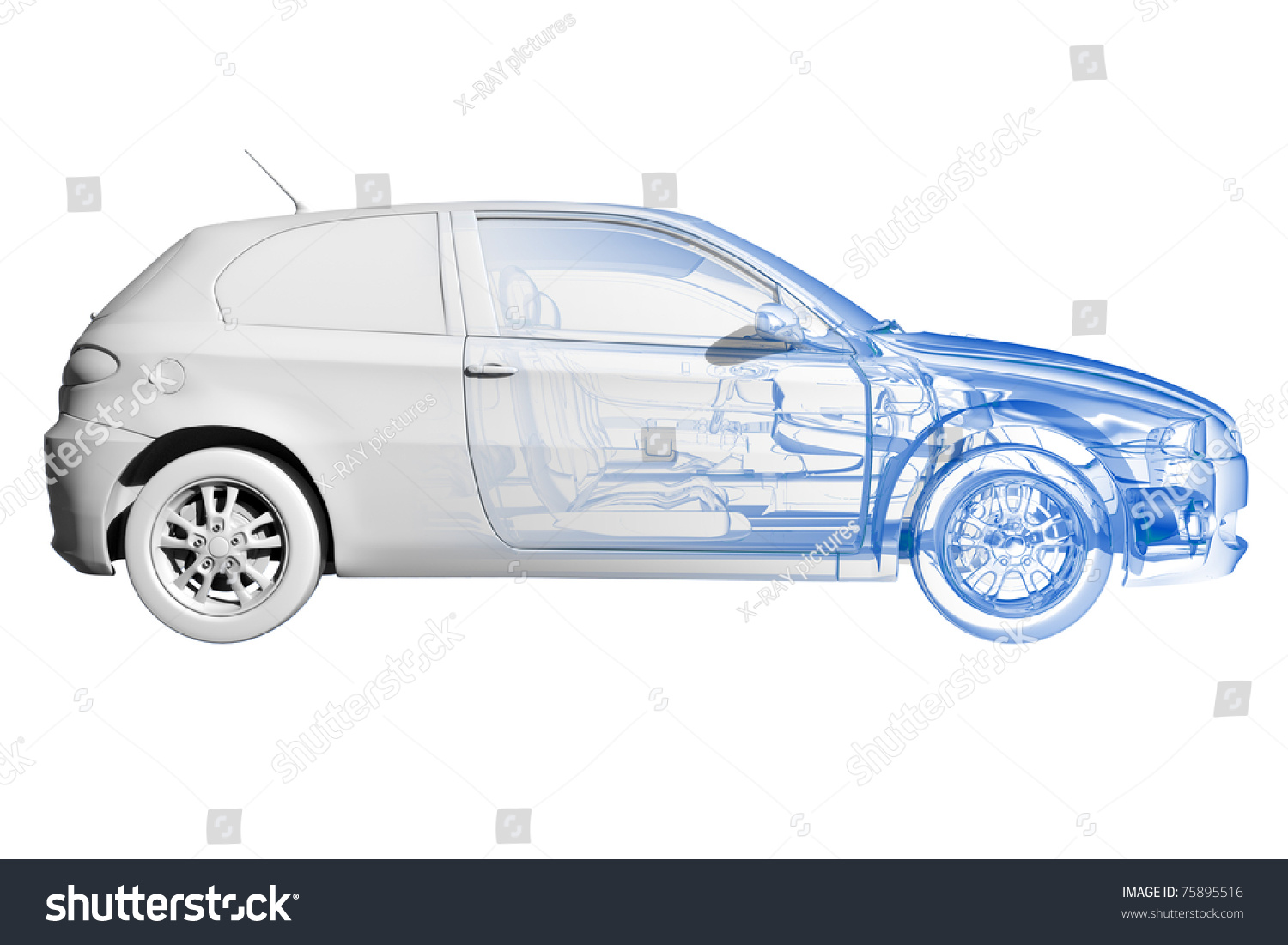 Car - Transparent Blue And Black Isolated On White Stock Photo 75895516