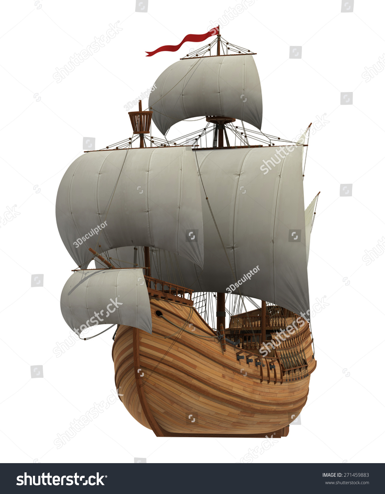 Caravel. 3d Model. Stock Photo 271459883 : Shutterstock