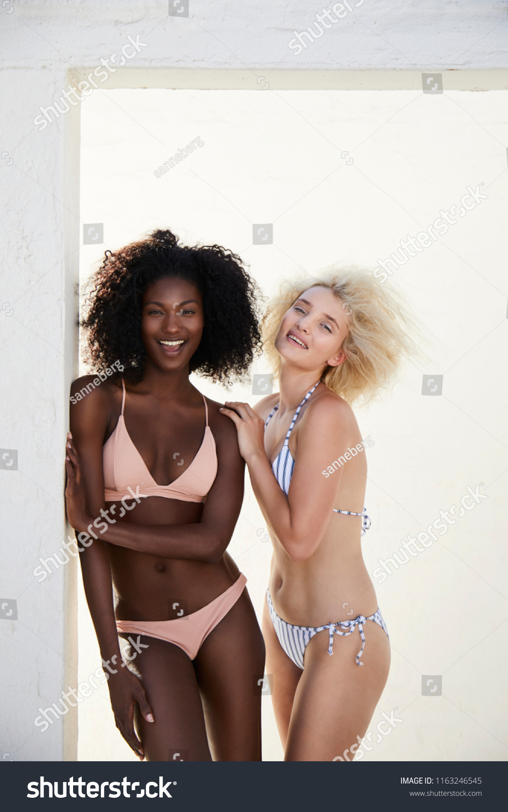 Carefree Bikini Babes Laughing Camera Stock Photo Edit Now 1163246545