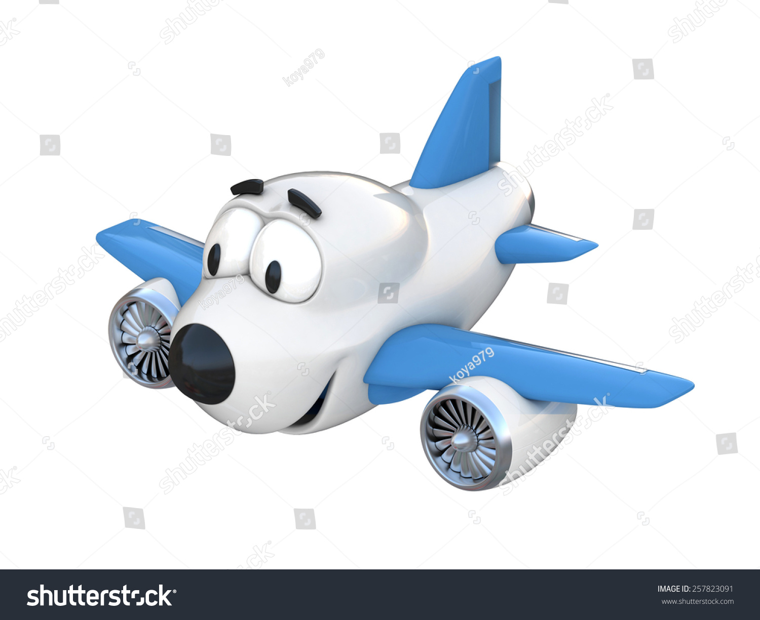 Cartoon Airplane With A Smiling Face Stock Photo 257823091 ...