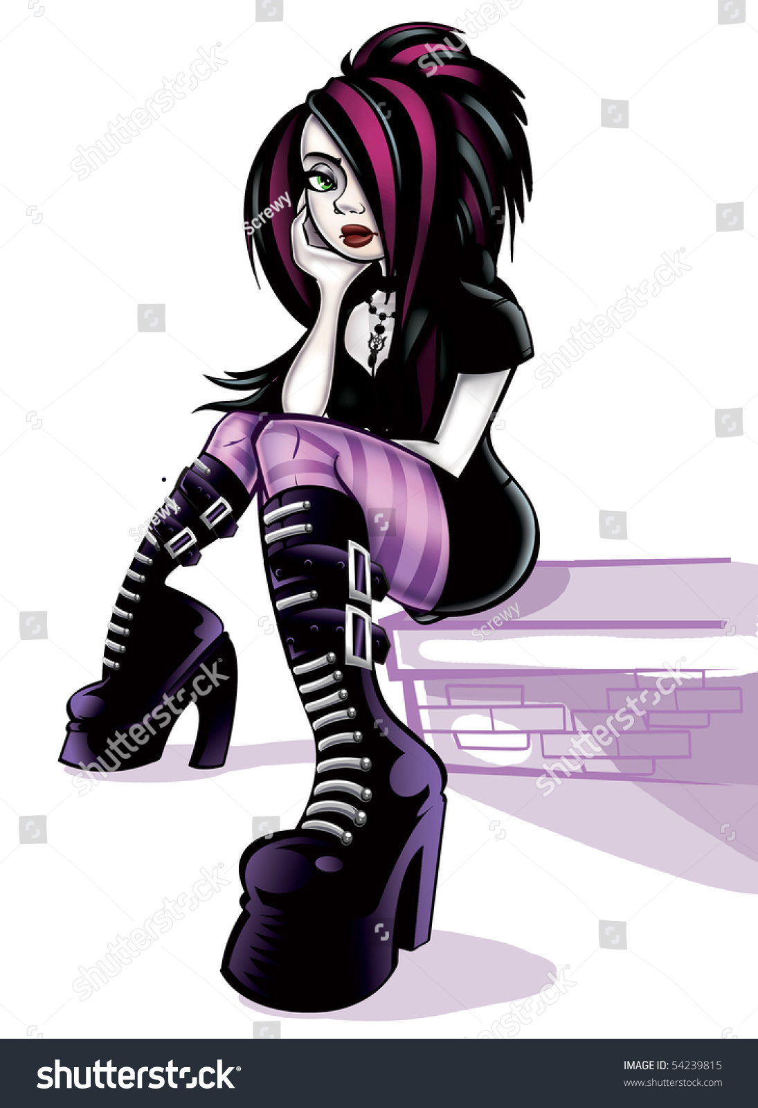 Cartoon Goth Girl Stock Photo 54239815 : Shutterstock