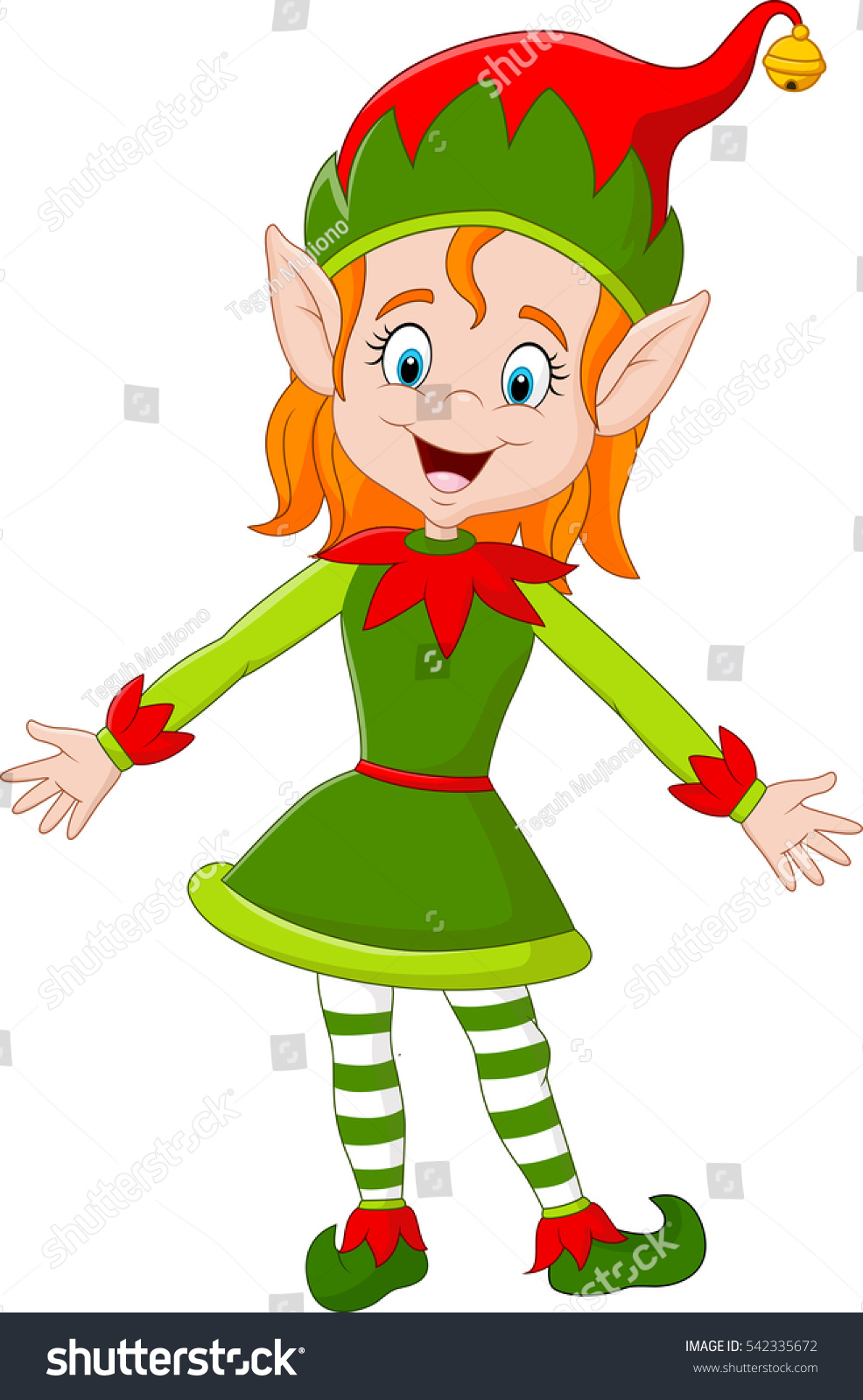 Cartoon Happy Christmas Elf Stock Photo 542335672 : Shutterstock