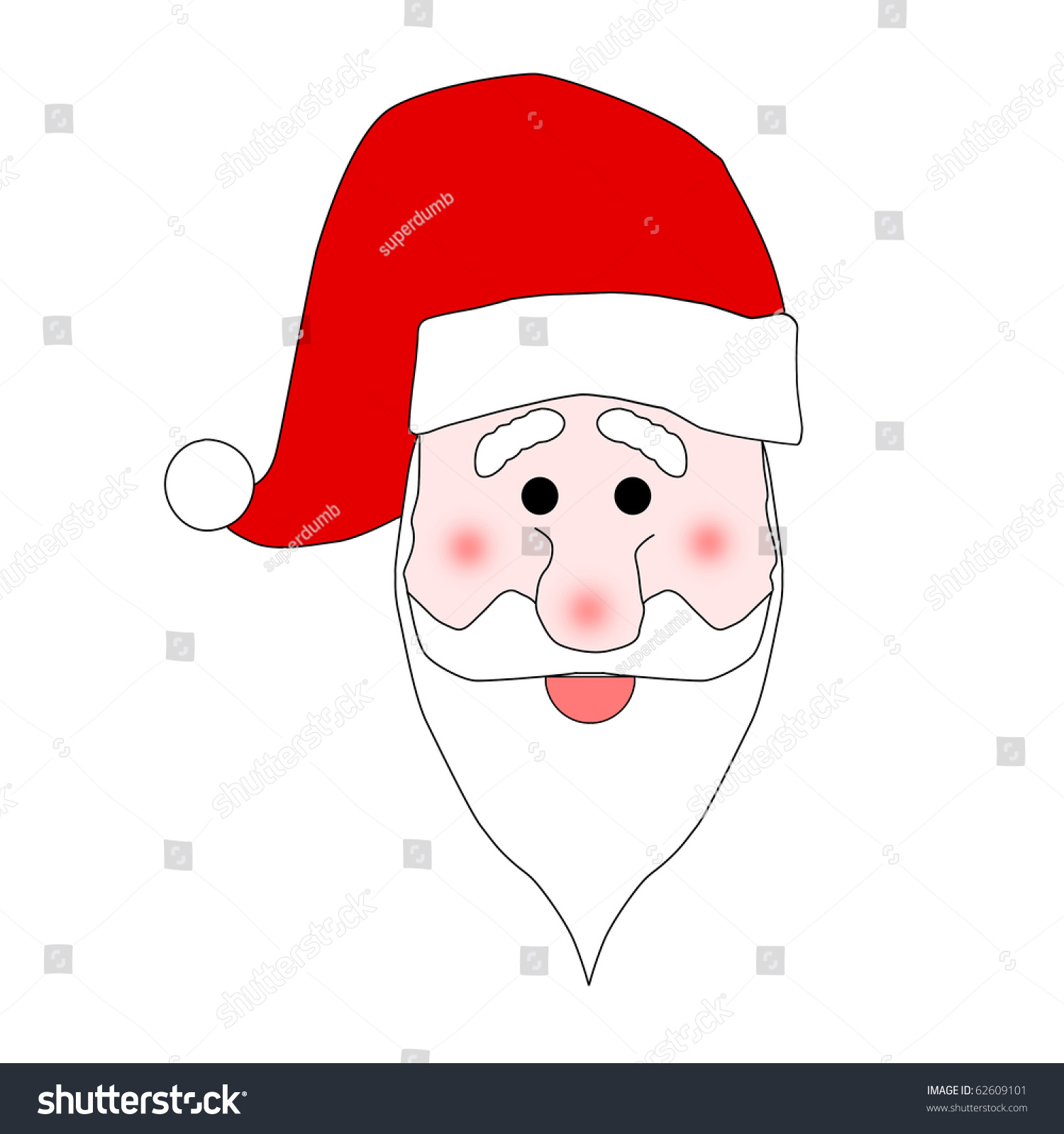 Cartoon Illfstration Of Santa Claus Face Stock Photo 62609101