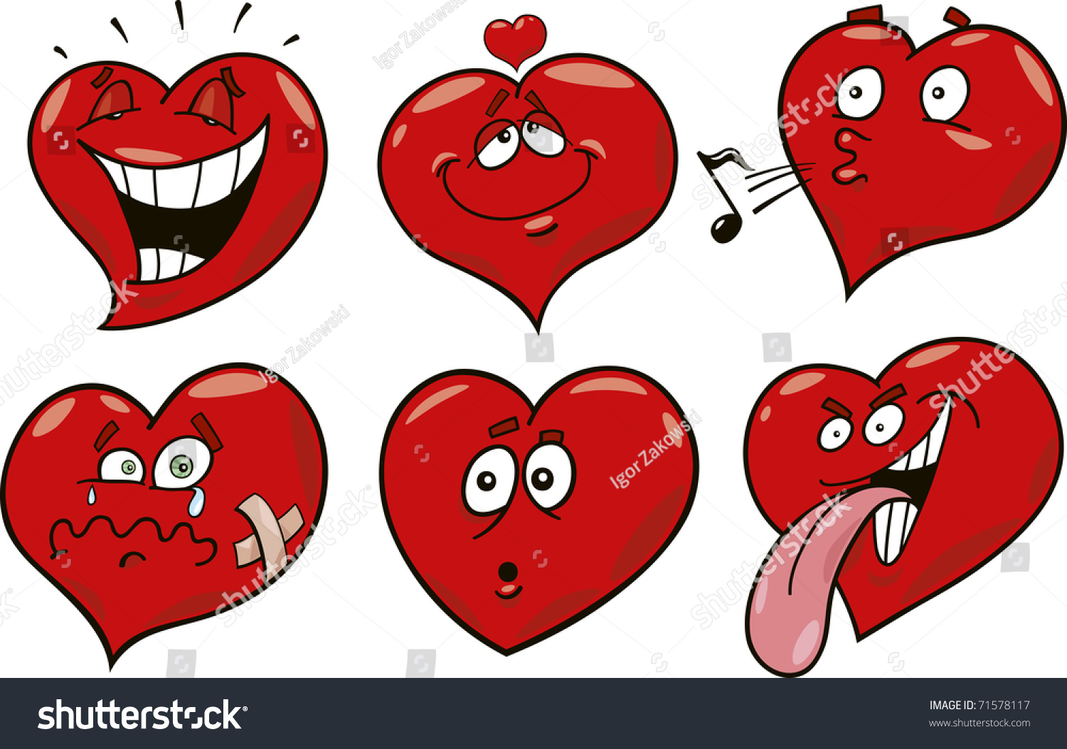 Cartoon Illustration Of Funny Hearts Collection 71578117 Shutterstock 