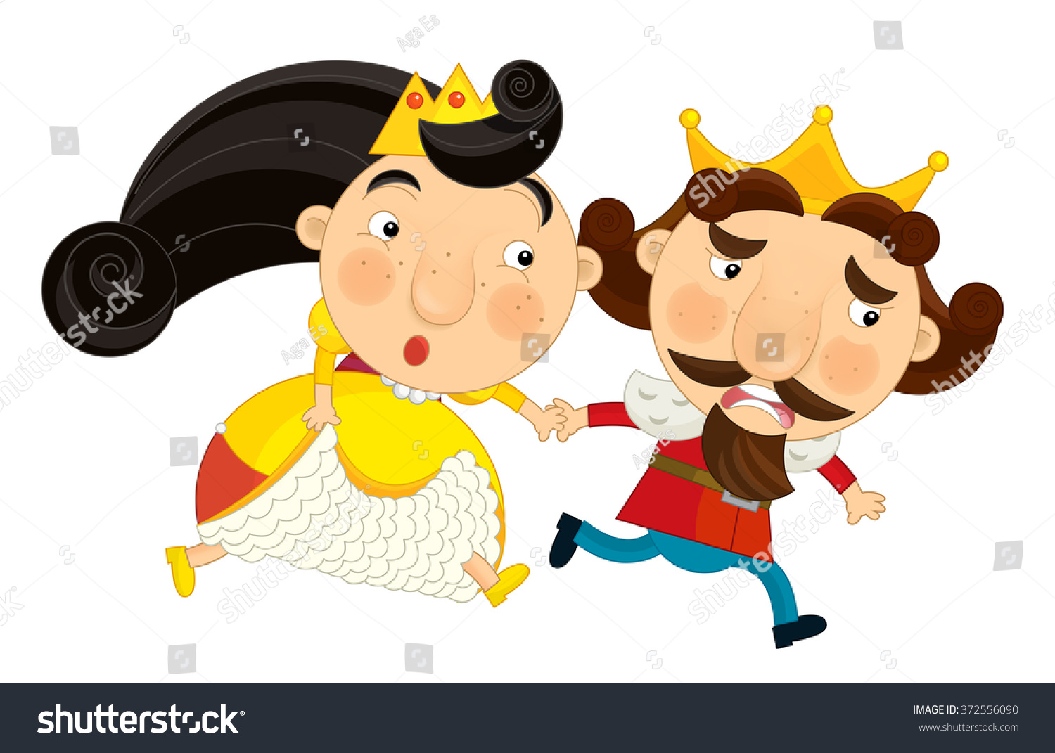 Cartoon King And Queen Running - Isolated Character ...