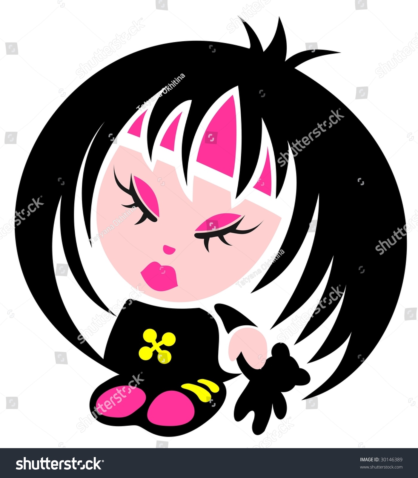 Cartoon Little Emo Girl Isolated On Stock Illustration 30146389 Shutterstock 