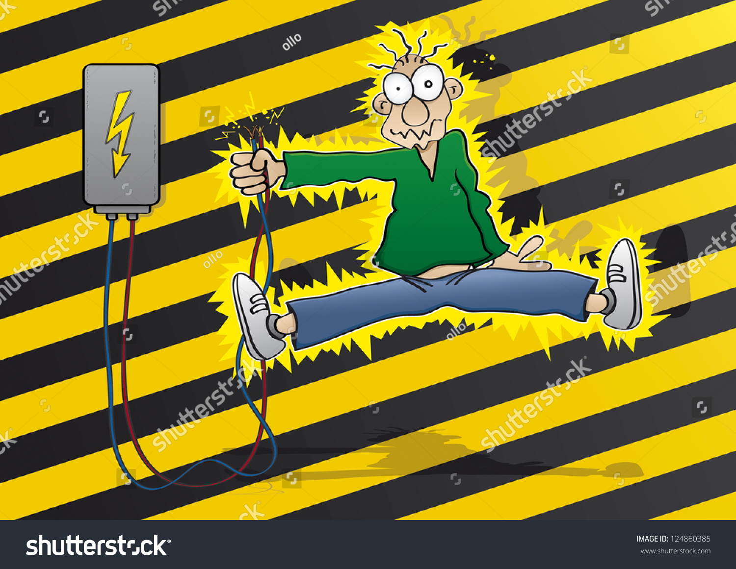 Cartoon Man Gets Electric Shock Stock Illustration 124860385 - Shutterstock