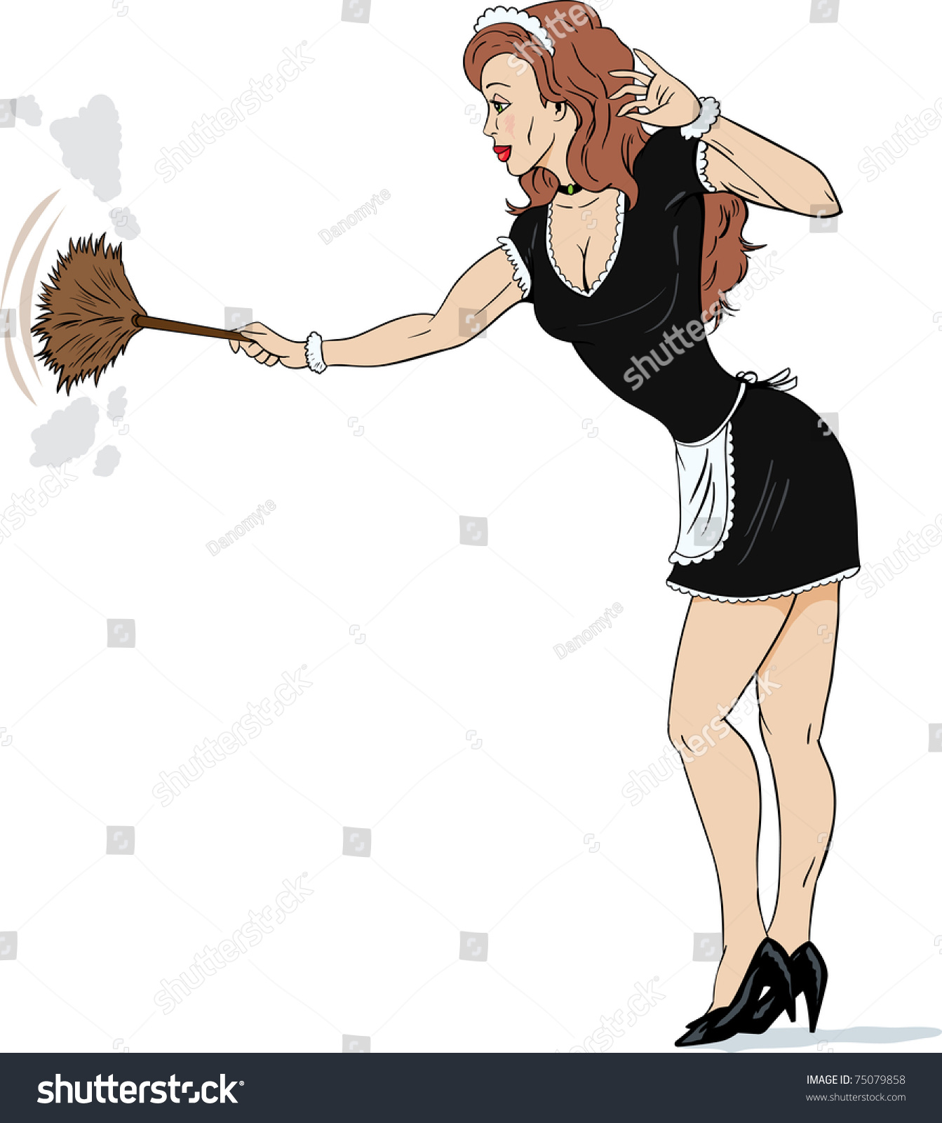 Cartoon Of A Sexy French Maid Dusting Stock Photo 75079858 Shutterstock