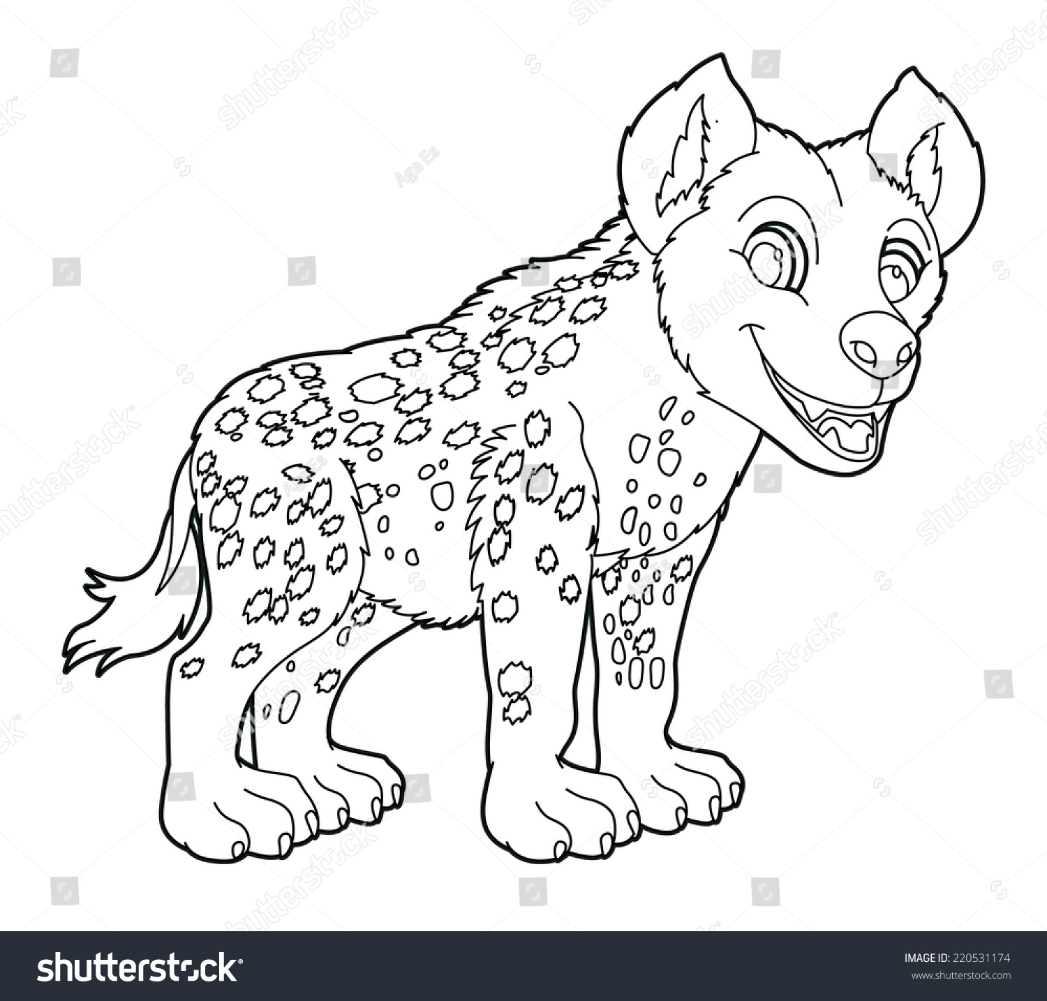 Cartoon Small Animal Coloring Page Hyena Stock Illustration 220531174