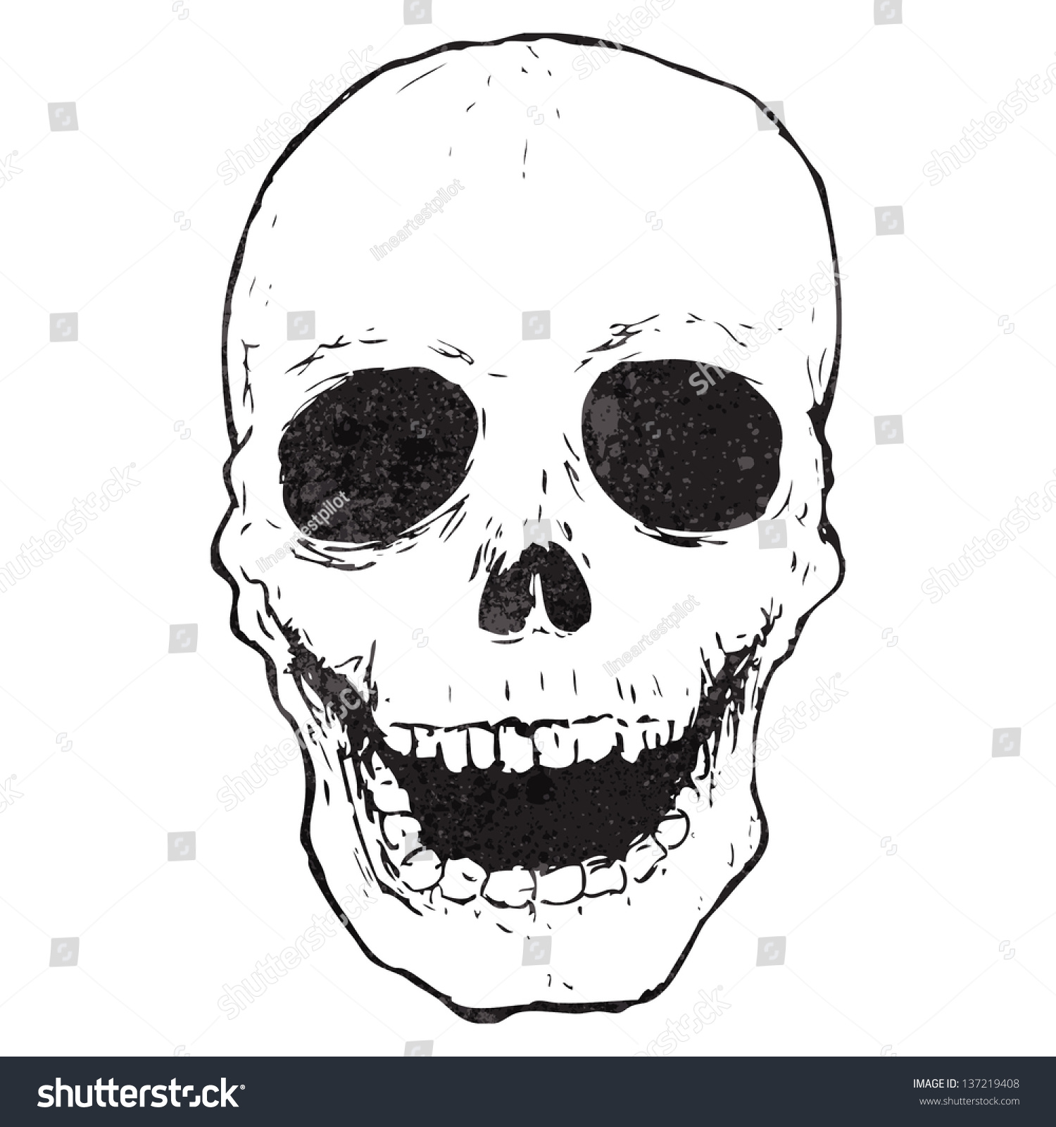 Cartoon Spooky Skull Drawing Stock Illustration 137219408 Shutterstock