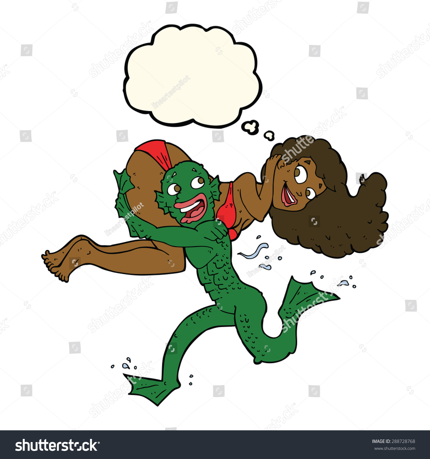 Cartoon Swamp Monster Carrying Girl Bikini Shutterstock