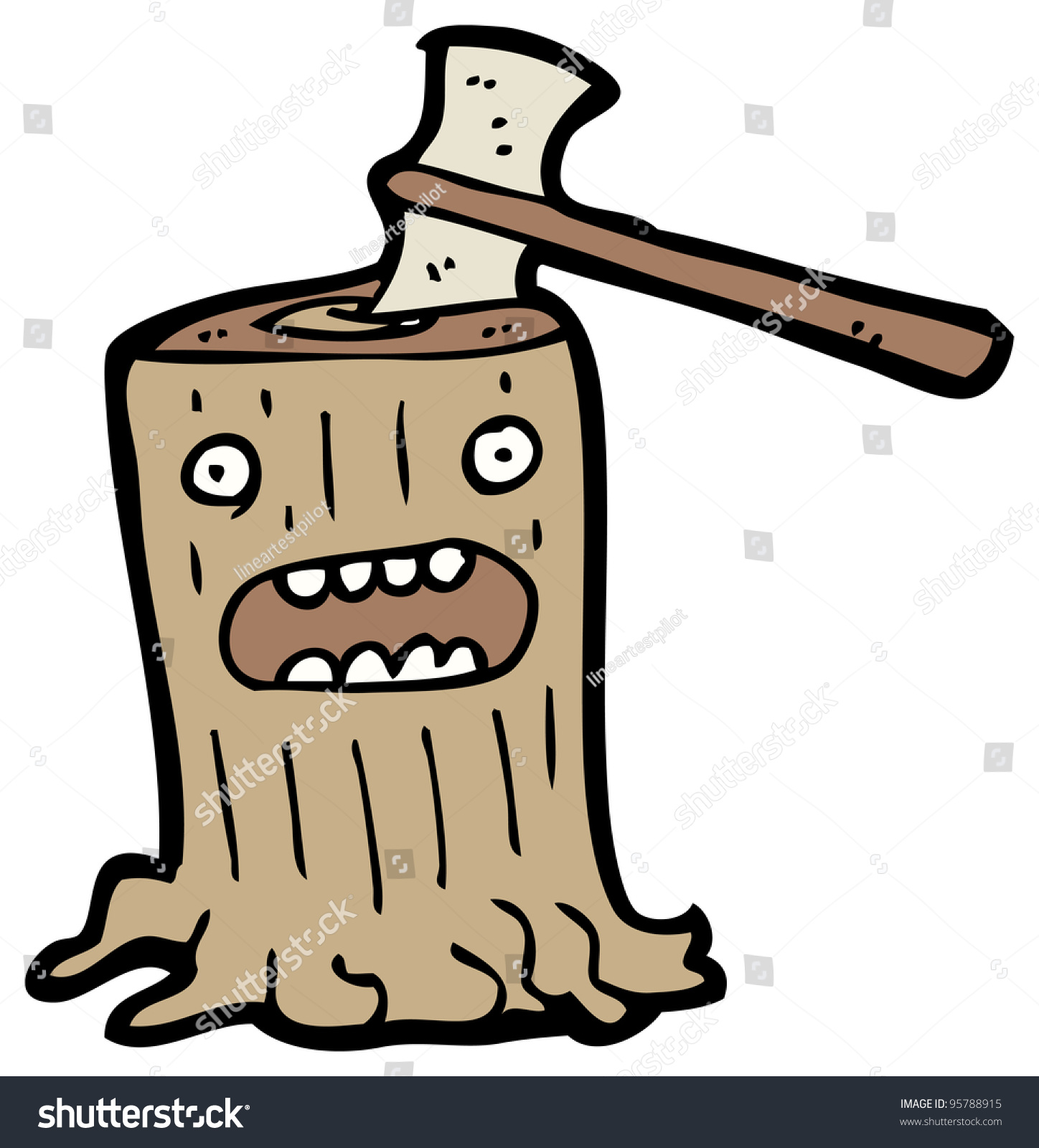 Cartoon Tree Stump Raster Version Stock Illustration 95788915