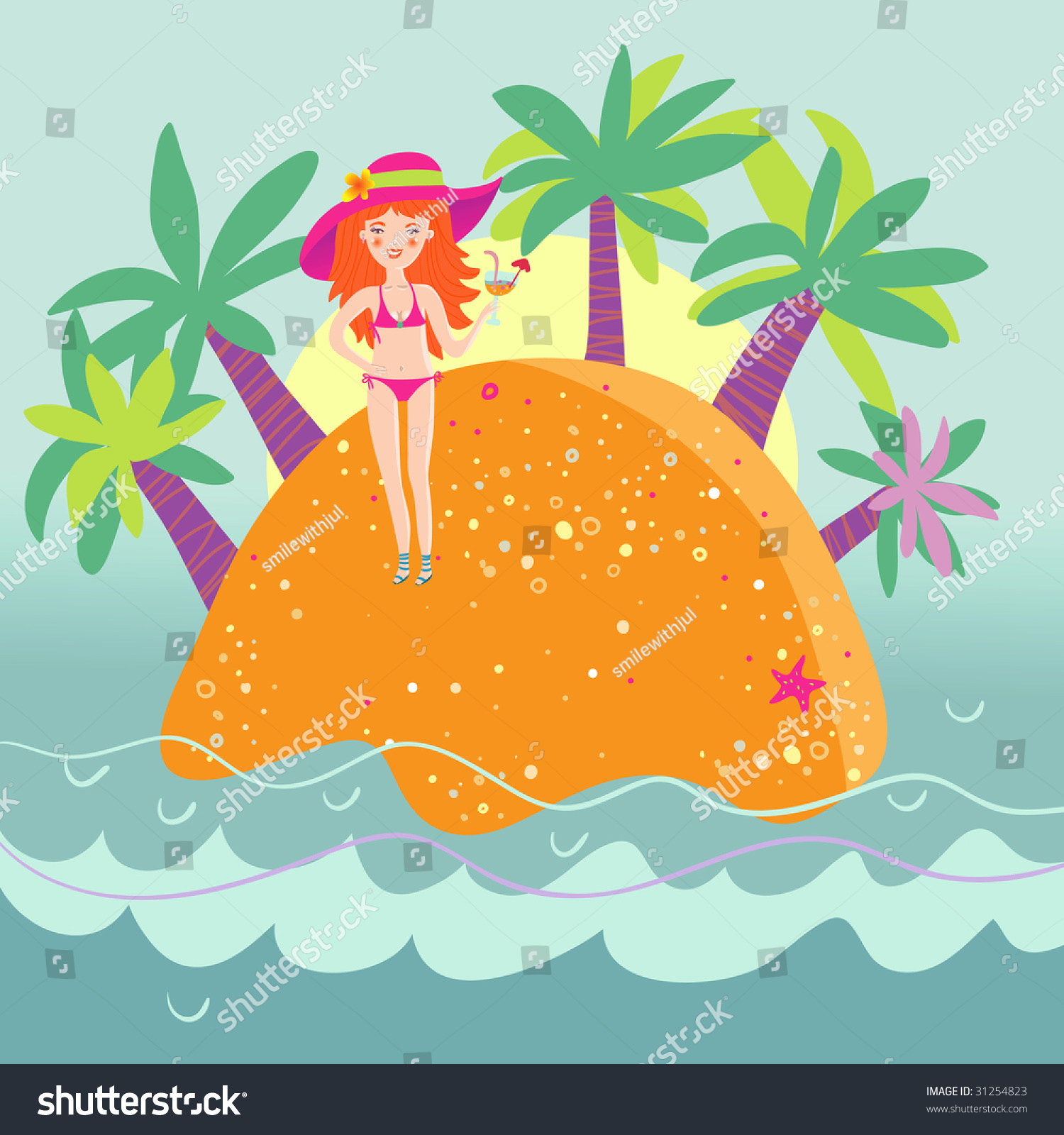 Cartoon Tropical Island Stock Photo 31254823 : Shutterstock