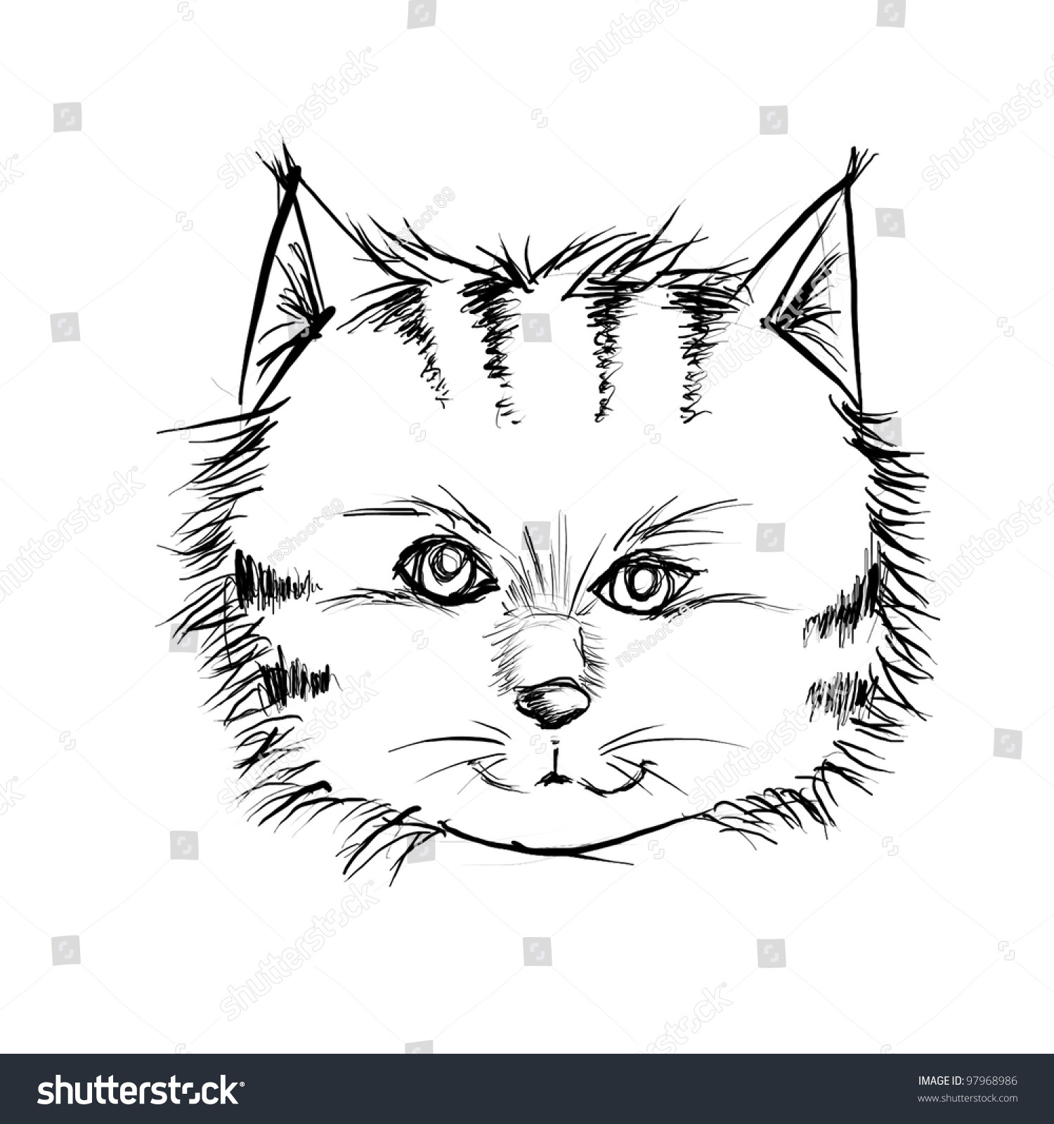 Cat Face In Drawing Stock Photo 97968986 : Shutterstock