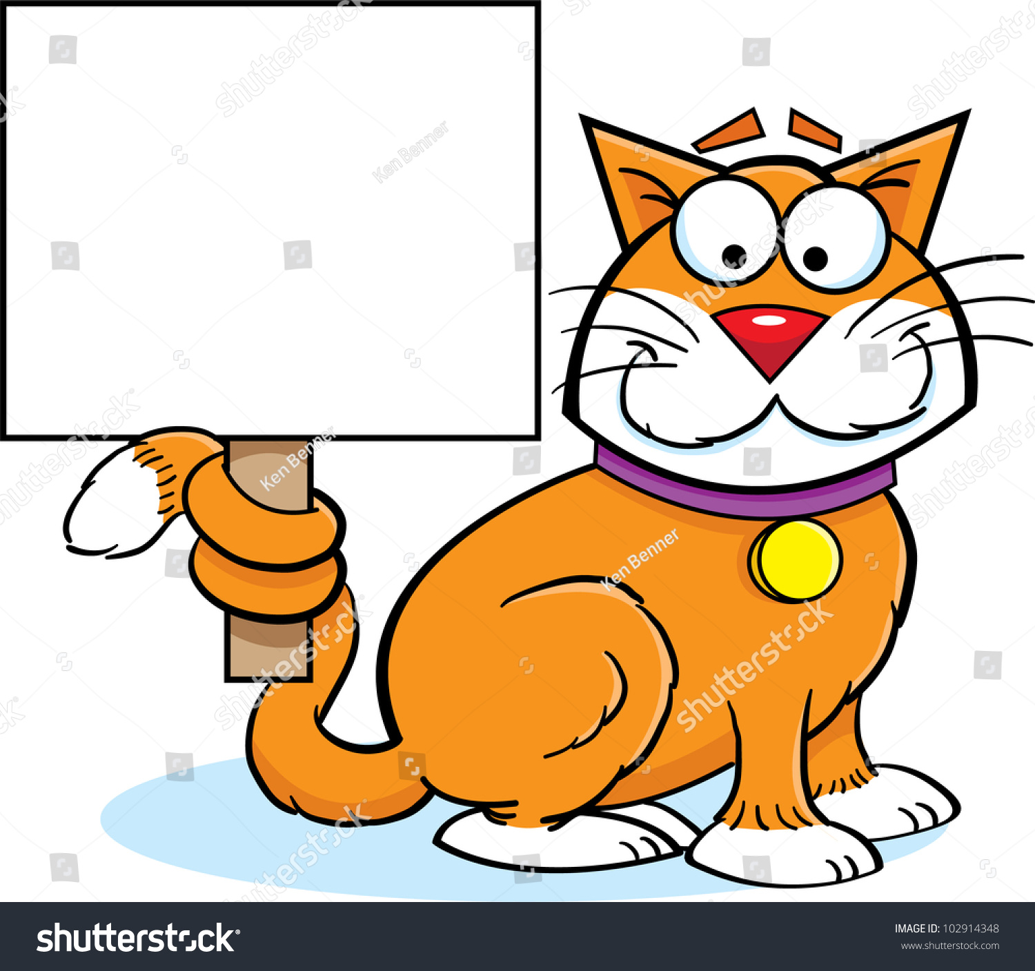 Cat Holding Sign Stock Illustration Shutterstock