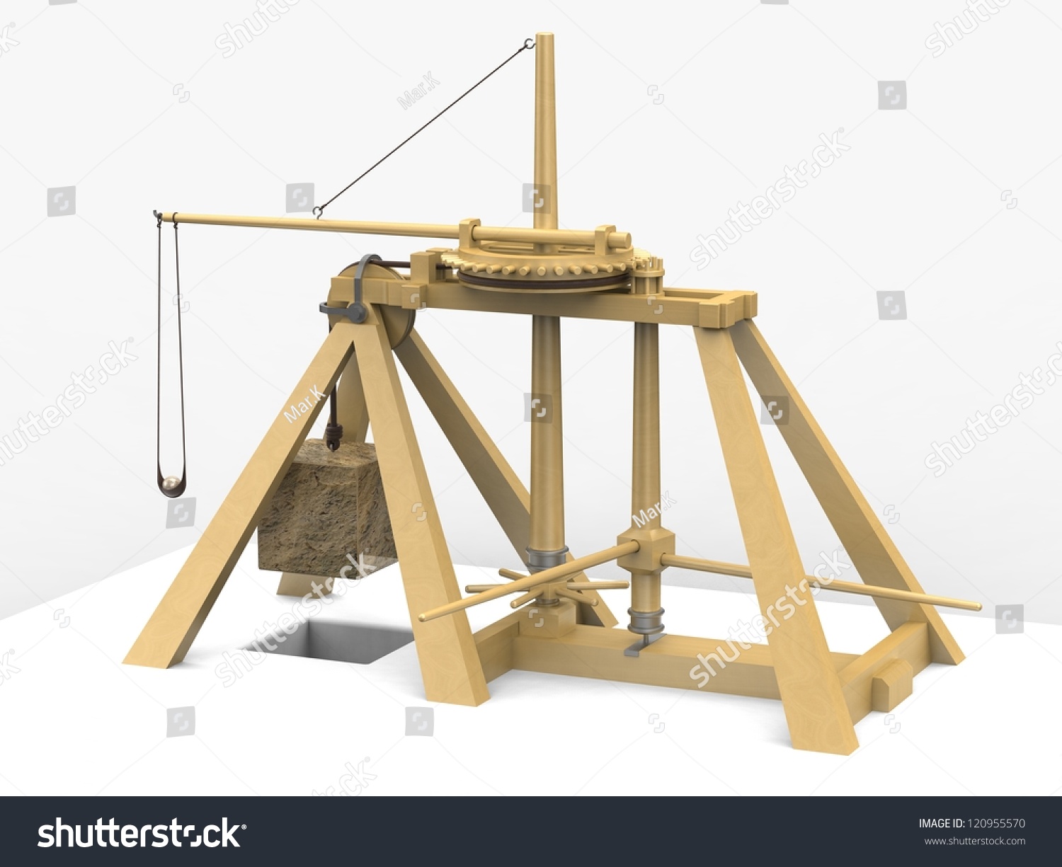 Catapult Leonardo Da Vinci Codex Atlanticus0182r Stock Illustration