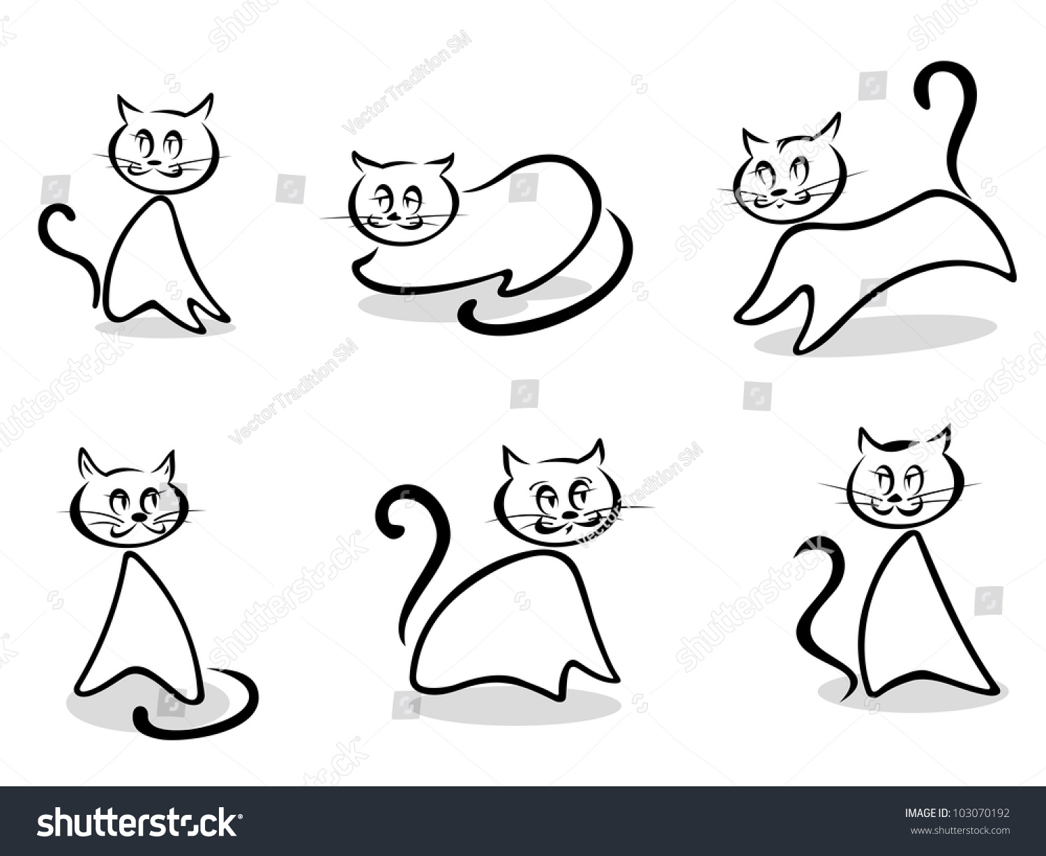 Cats Kittens Symbols Emblems Pet Design Stock Illustration