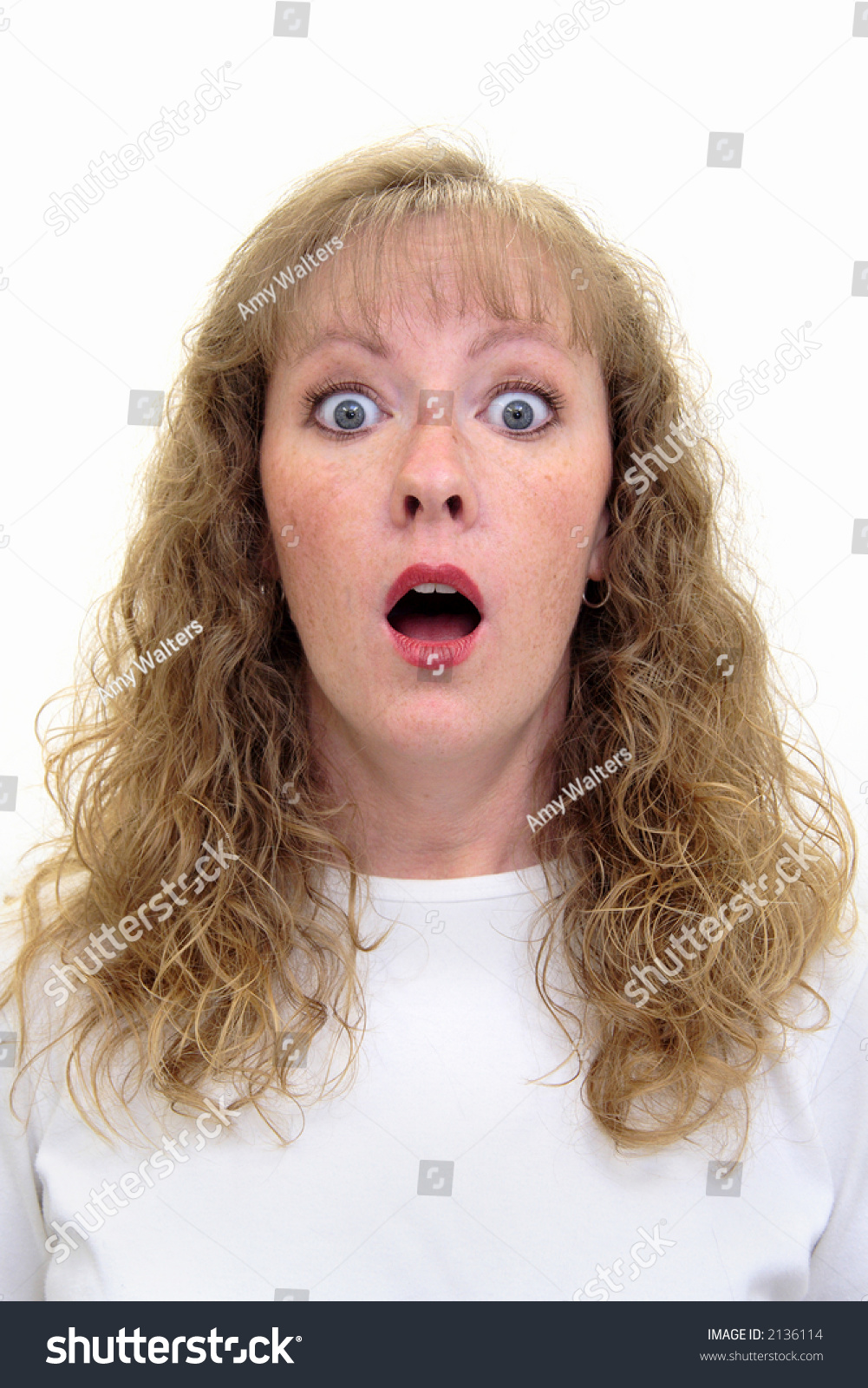 Caucasian Woman Shocked Surprised Look On Stock Photo 2136114