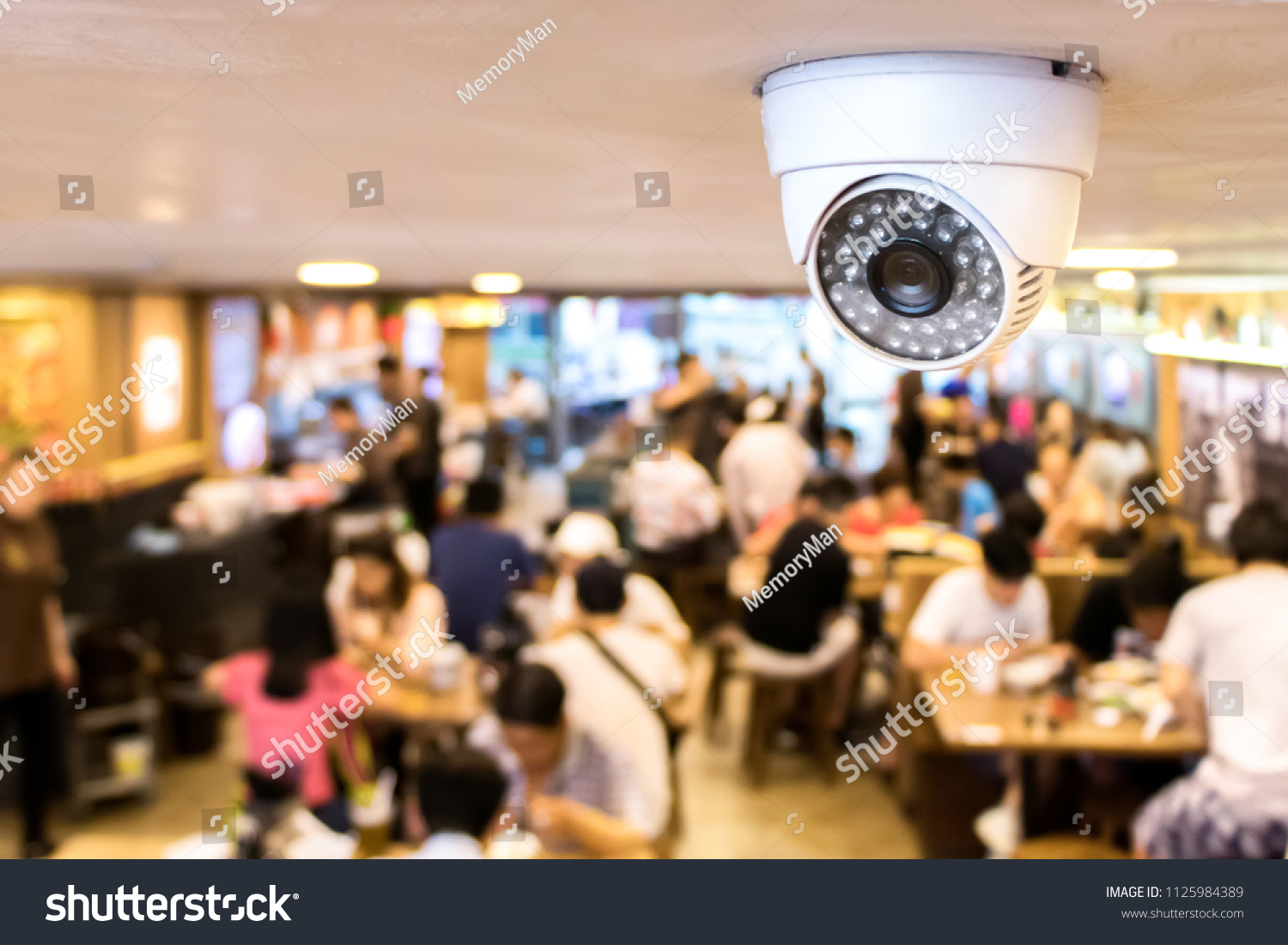 Cctv System Security Inside Restaurantsurveillance Camera Stock Photo