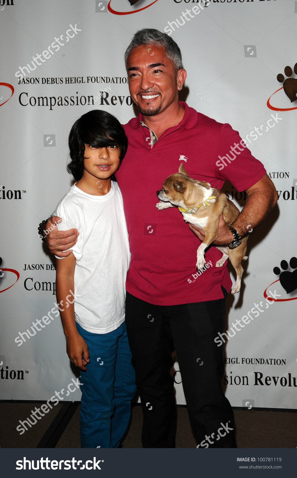Cesar Millan Son Calvin At A Press Conference For Jdhf Animal Advocacy