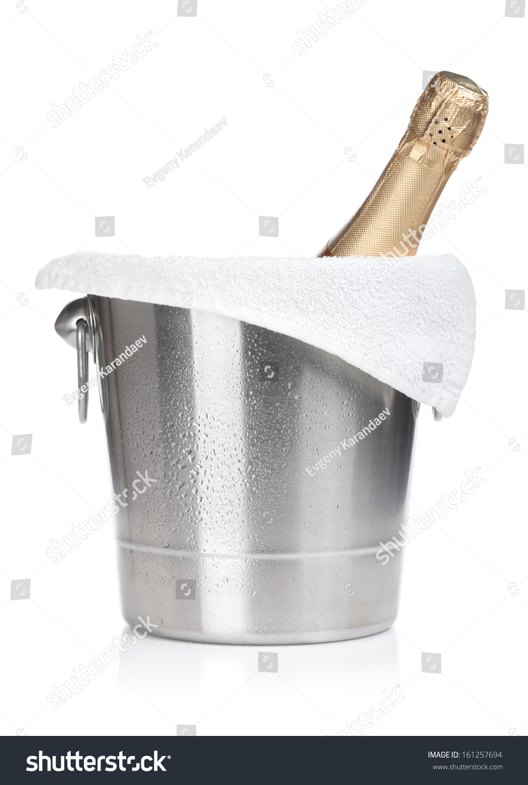 Champagne Bottle Ice Bucket Isolated On Stock Photo