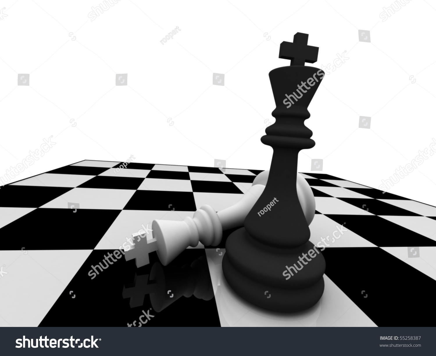 Checkmate The Black King Win High Quality 3d Render Stock Photo