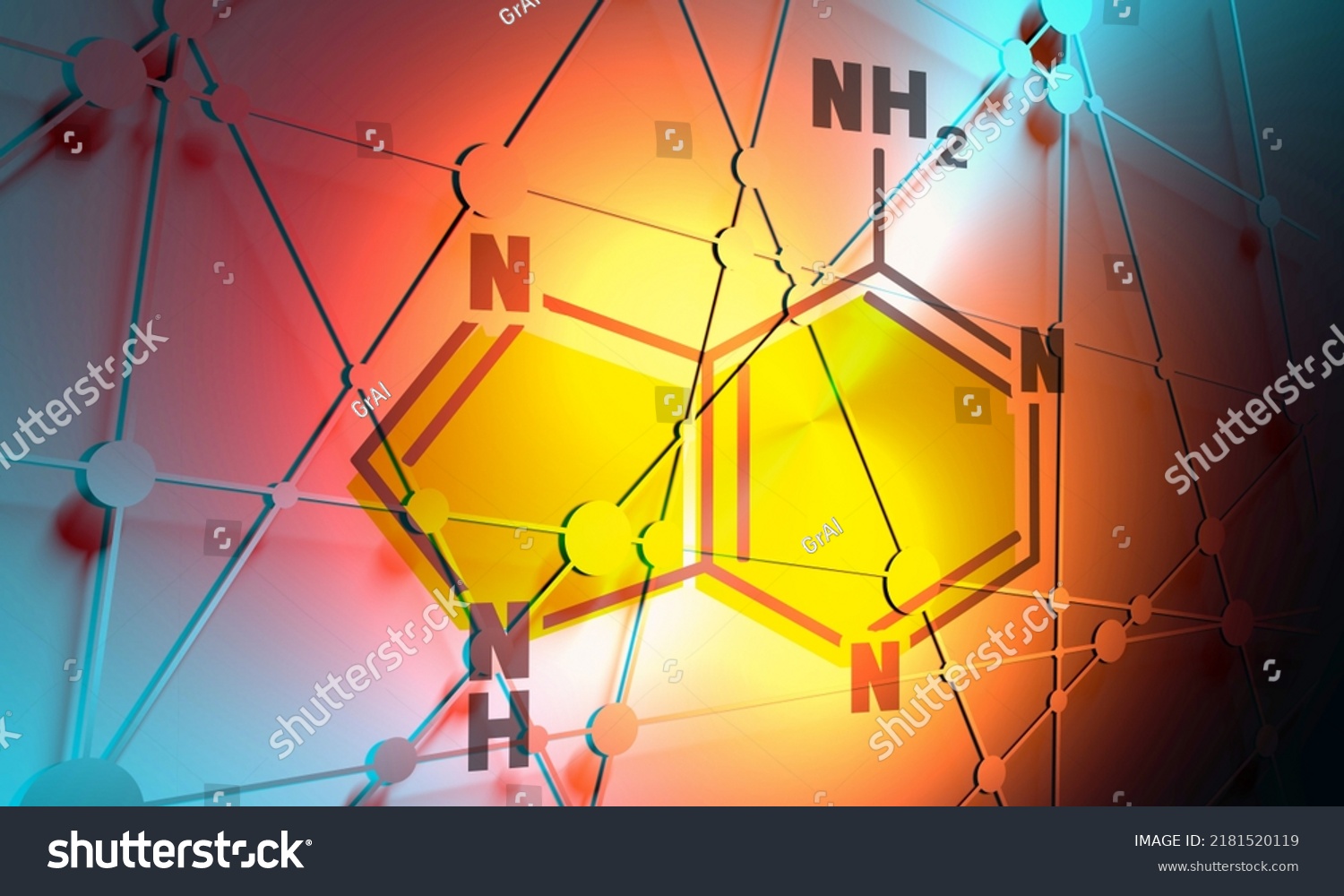 Chemical Structural Formula Adenine Dna Rna Stock Illustration