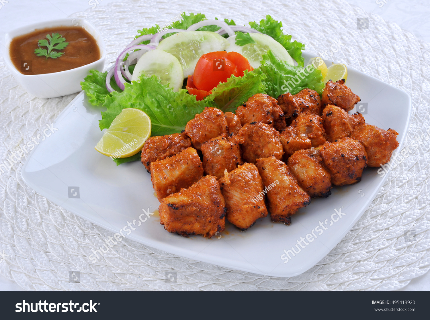 Chicken Spicy Tikka Boti Stock Photo 495413920 : Shutterstock