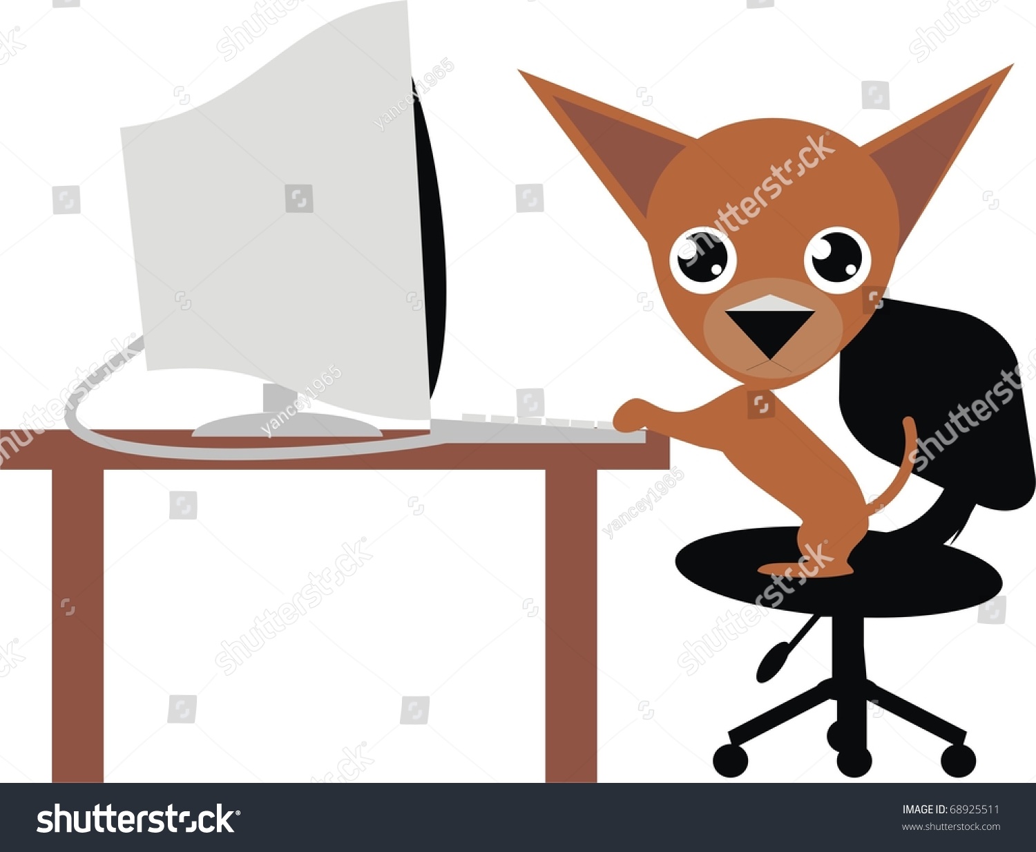 Chihuahua Typing On Computer Stock Photo 68925511 : Shutterstock