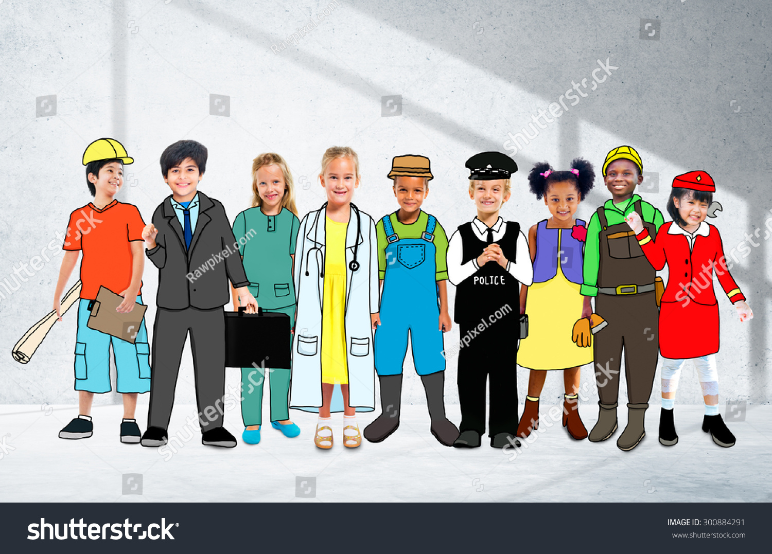 Children Kids Dream Jobs Diversity Occupations Concept Stock Photo