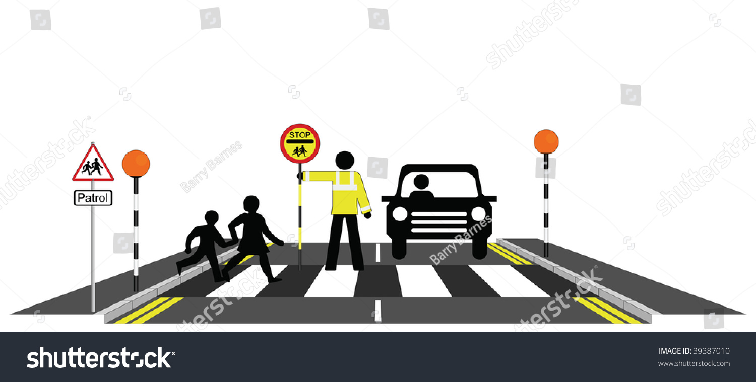 Children Walking Across Zebra Crossing School Stock Illustration ...