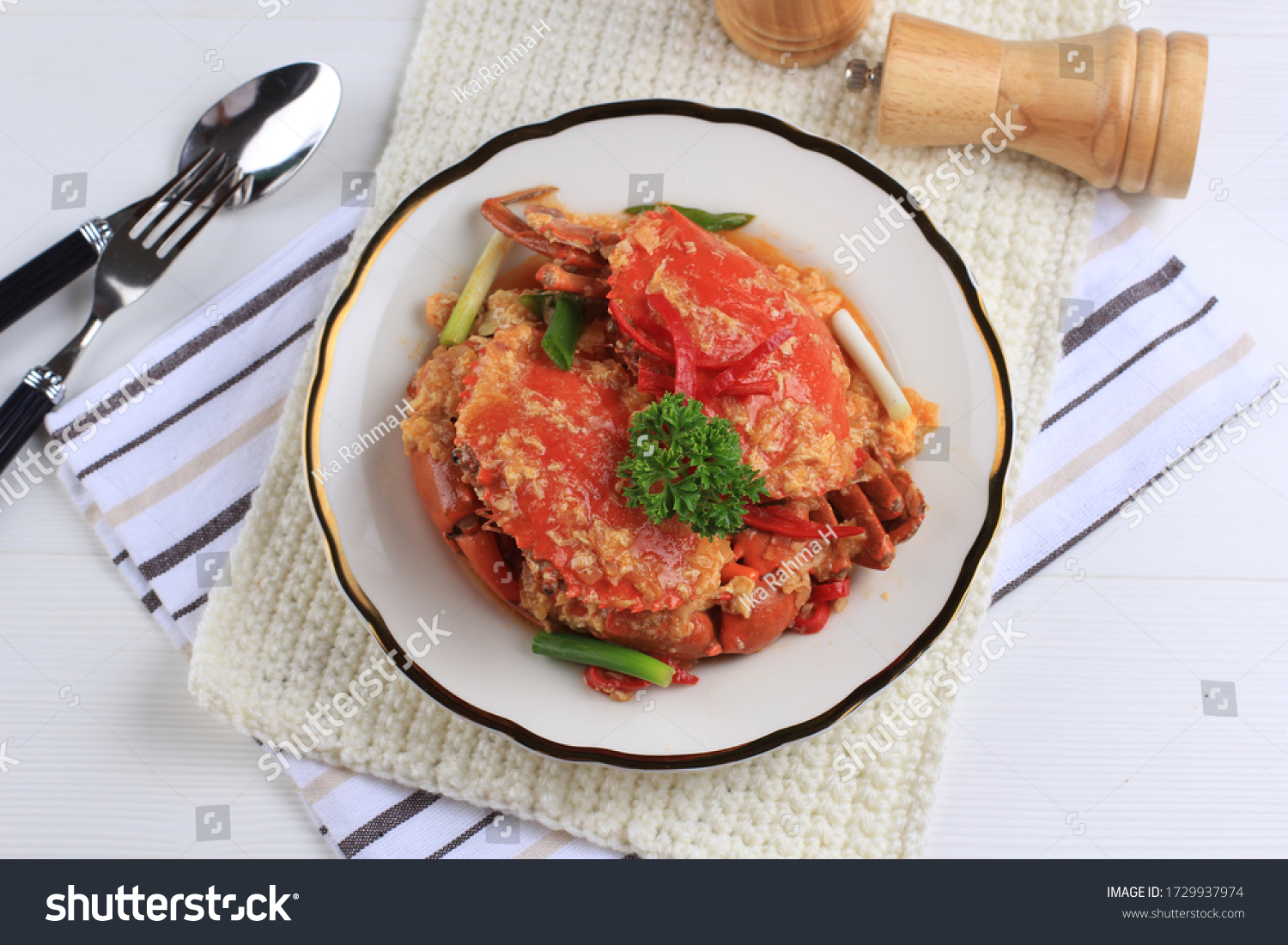 Chilli Mud Crab Crab Singaporean Sauce Stock Photo