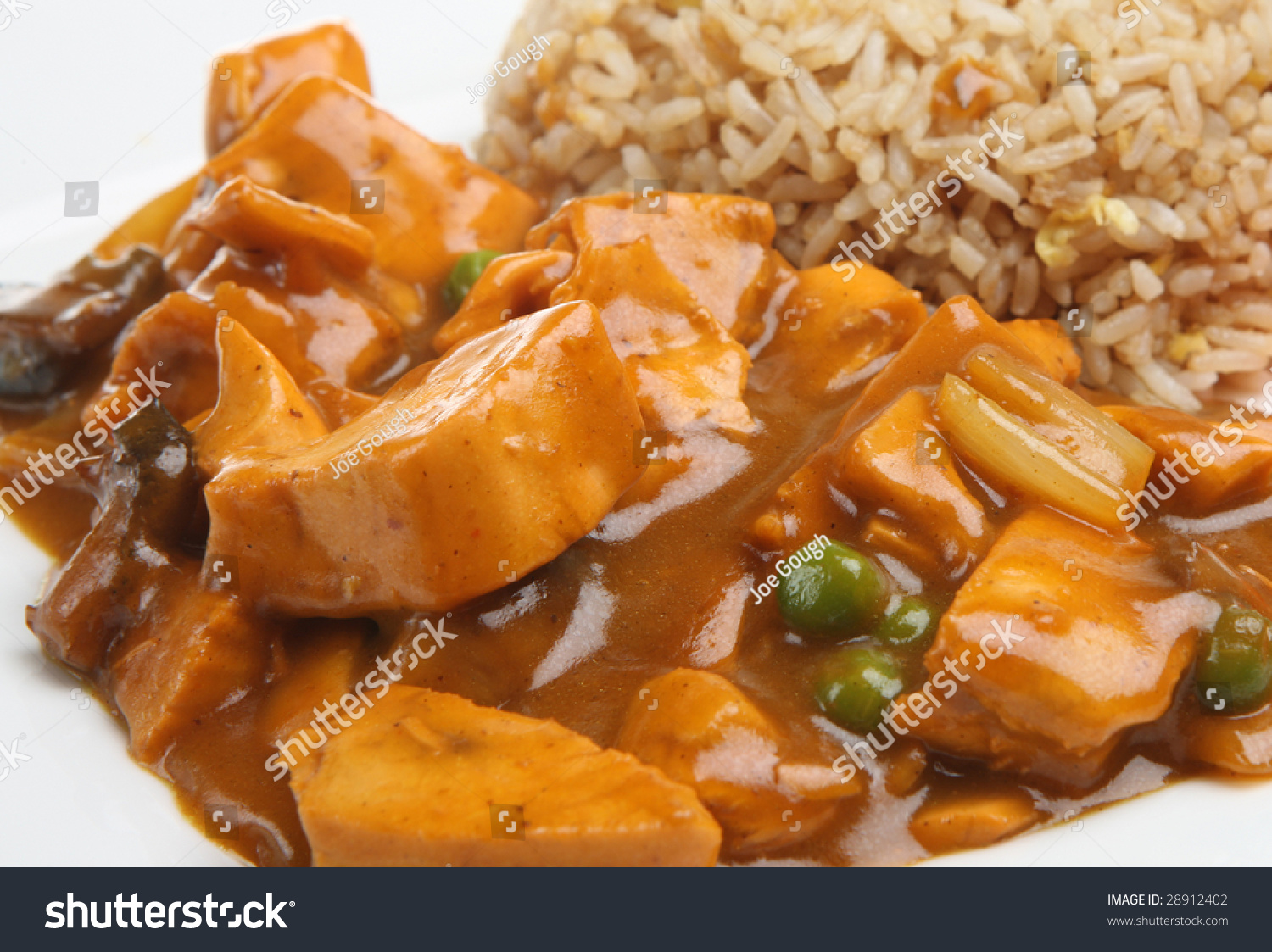 chinese-chicken-curry-with-egg-fried-rice-stock-photo-28912402