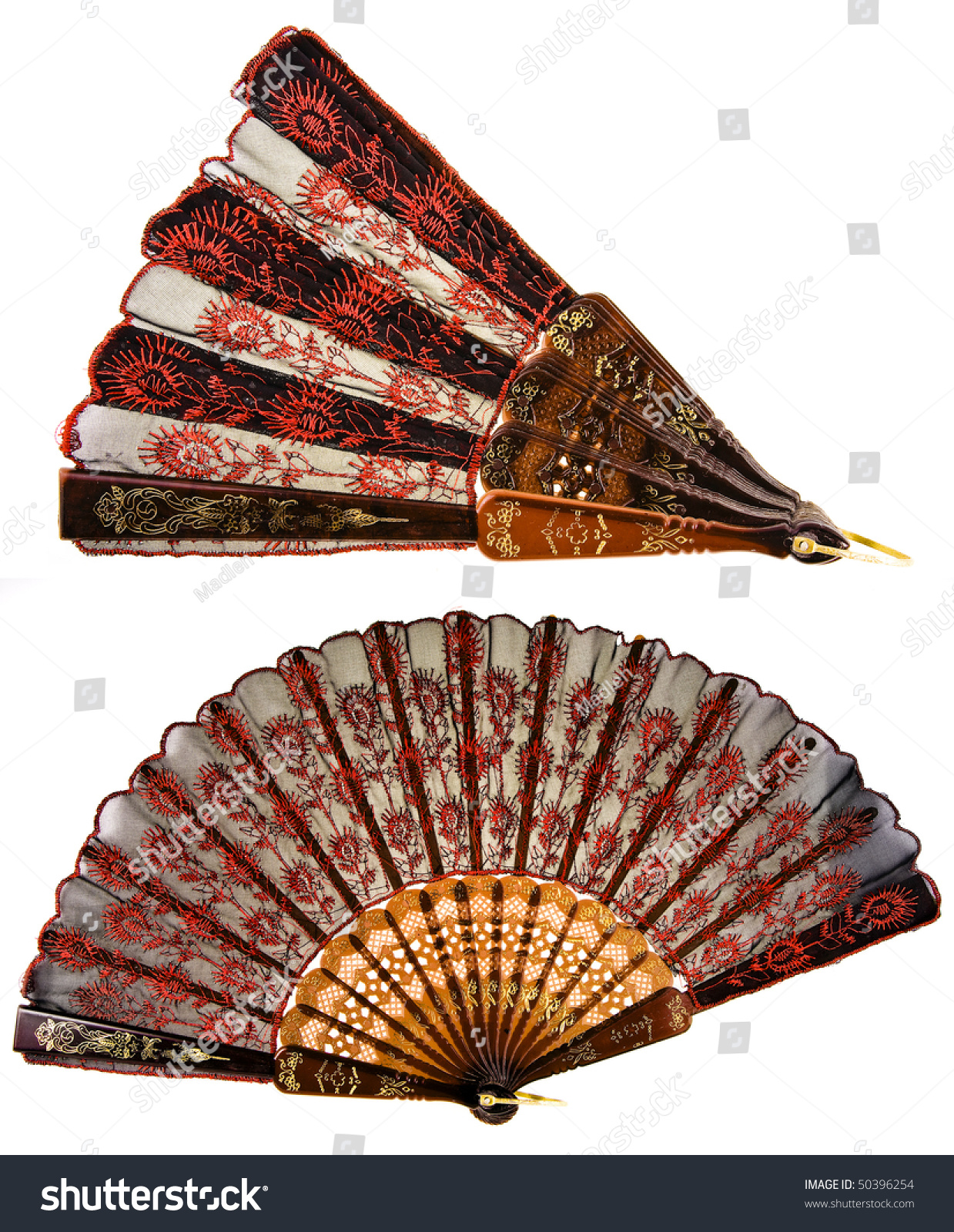 Chinese Hand Fan Isolated On White Background Stock Photo 50396254