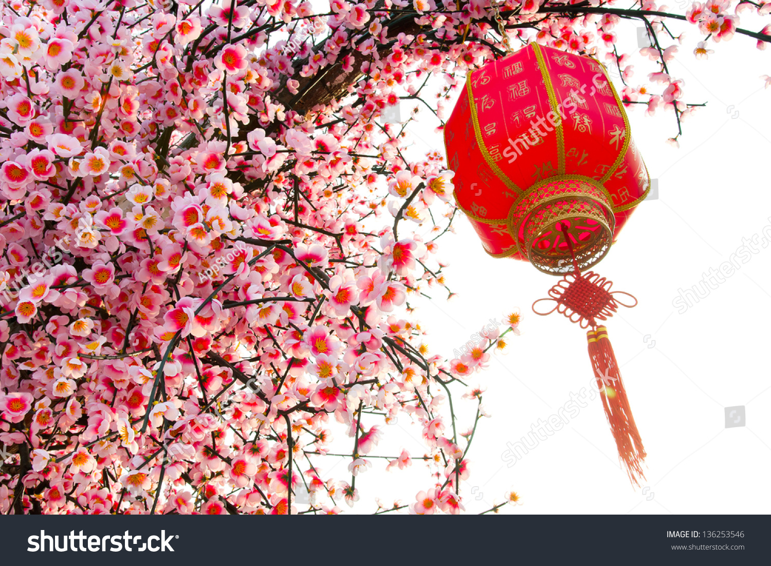 plum blossom tree new year new year decoration traditional lantern stock plum blossom tree new year new year decoration traditional lantern stock