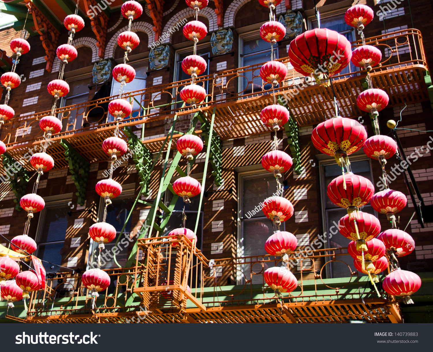 Chinese New Year Decorations In San Francisco Chinatown Stock Photo