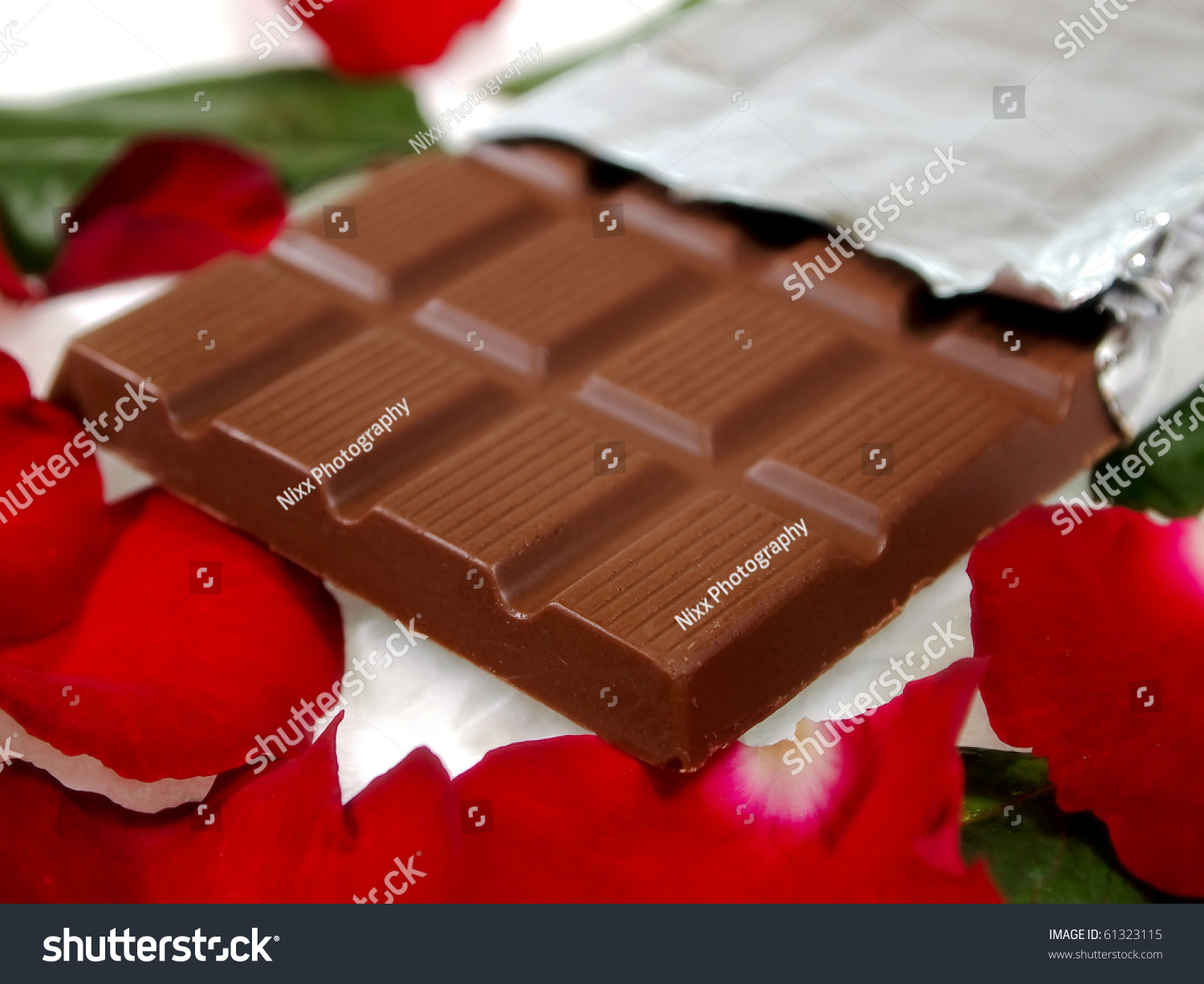 Chocolate With Rose Petals Stock Photo 61323115 Shutterstock