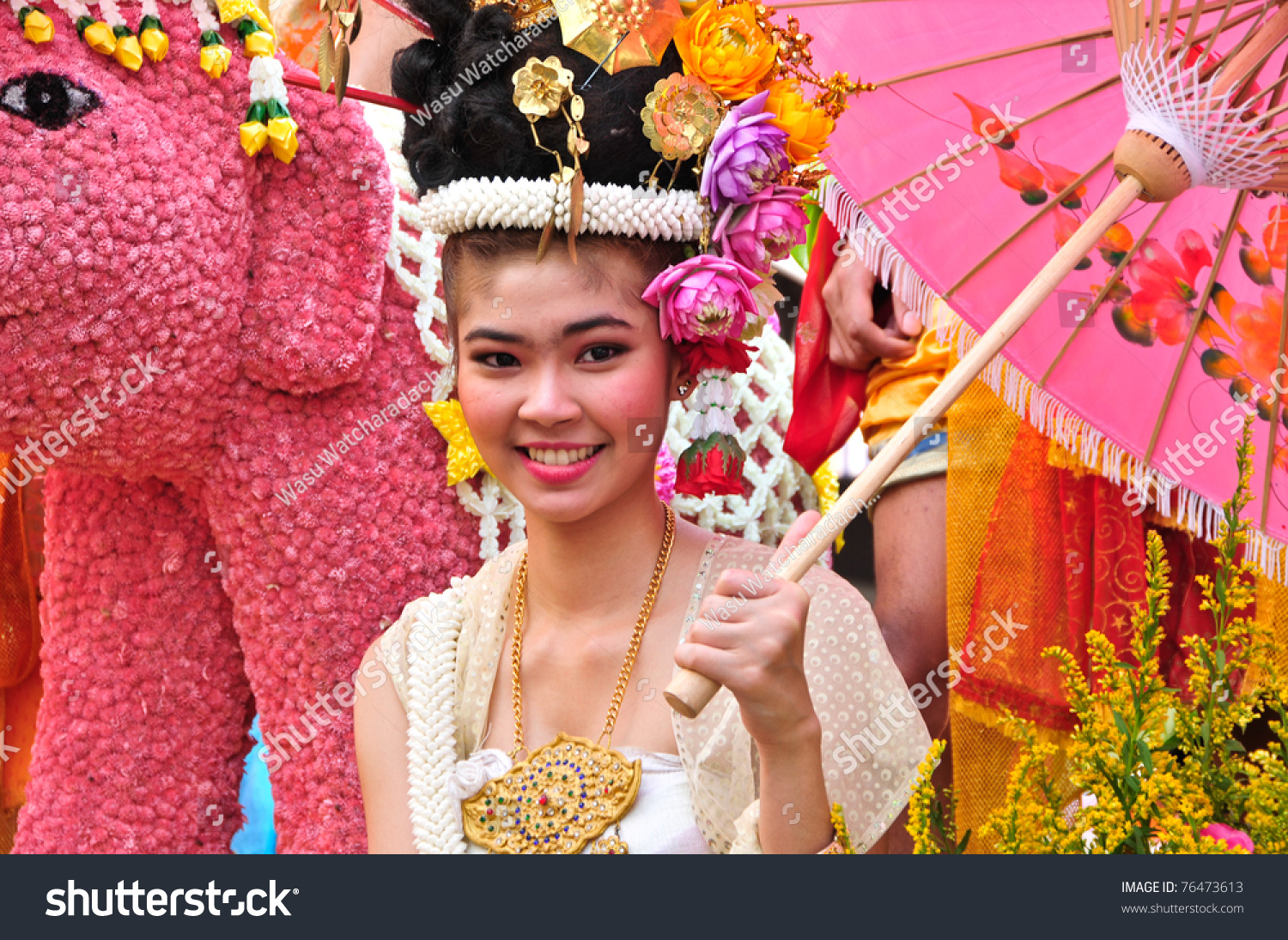 Chon Buri Thailand April 19 Thai People Celebrate Songkran Festival Water Festival In Chon