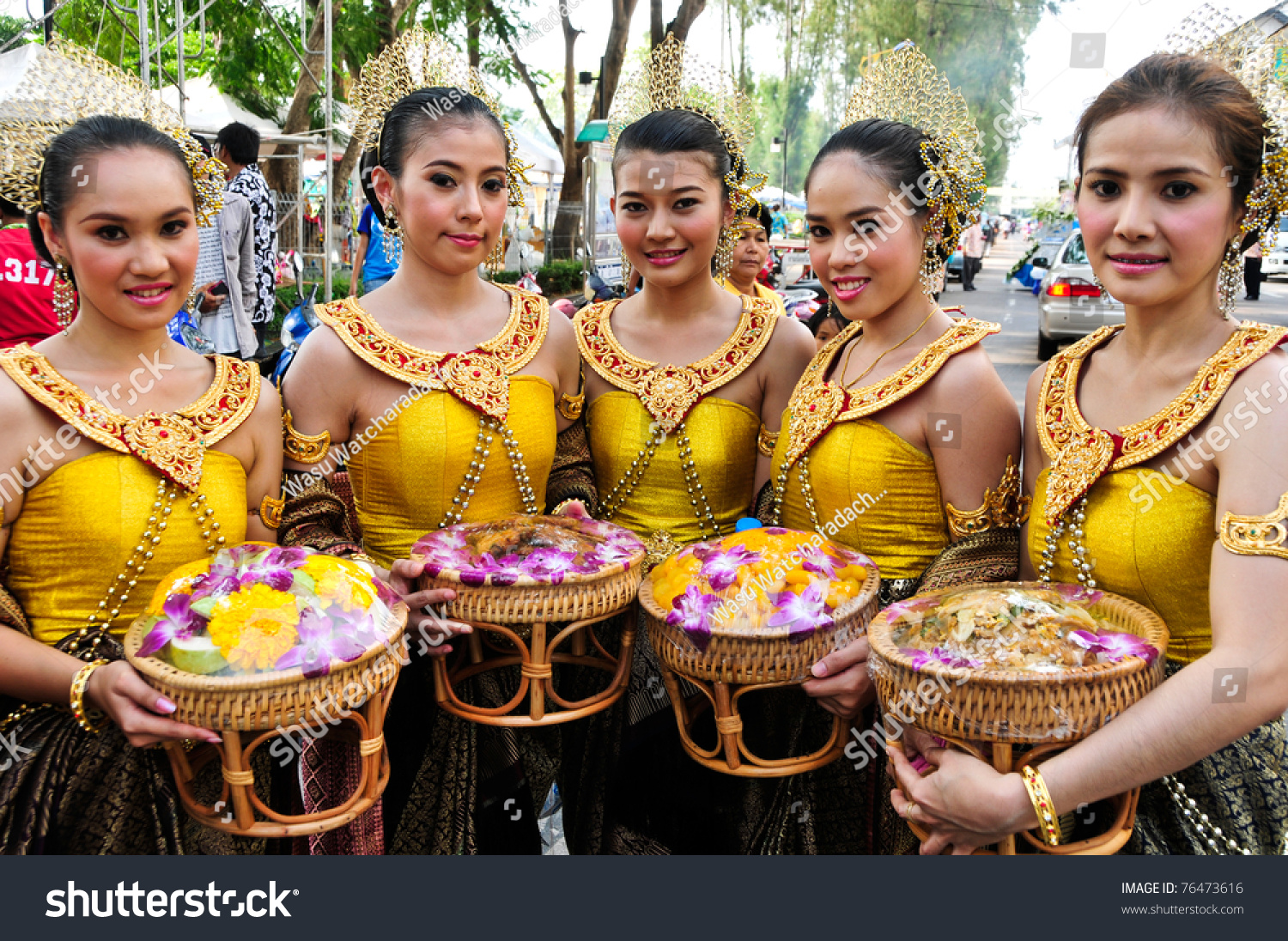 Chon Buri Thailand April 19 Thai People Celebrate Songkran Festival