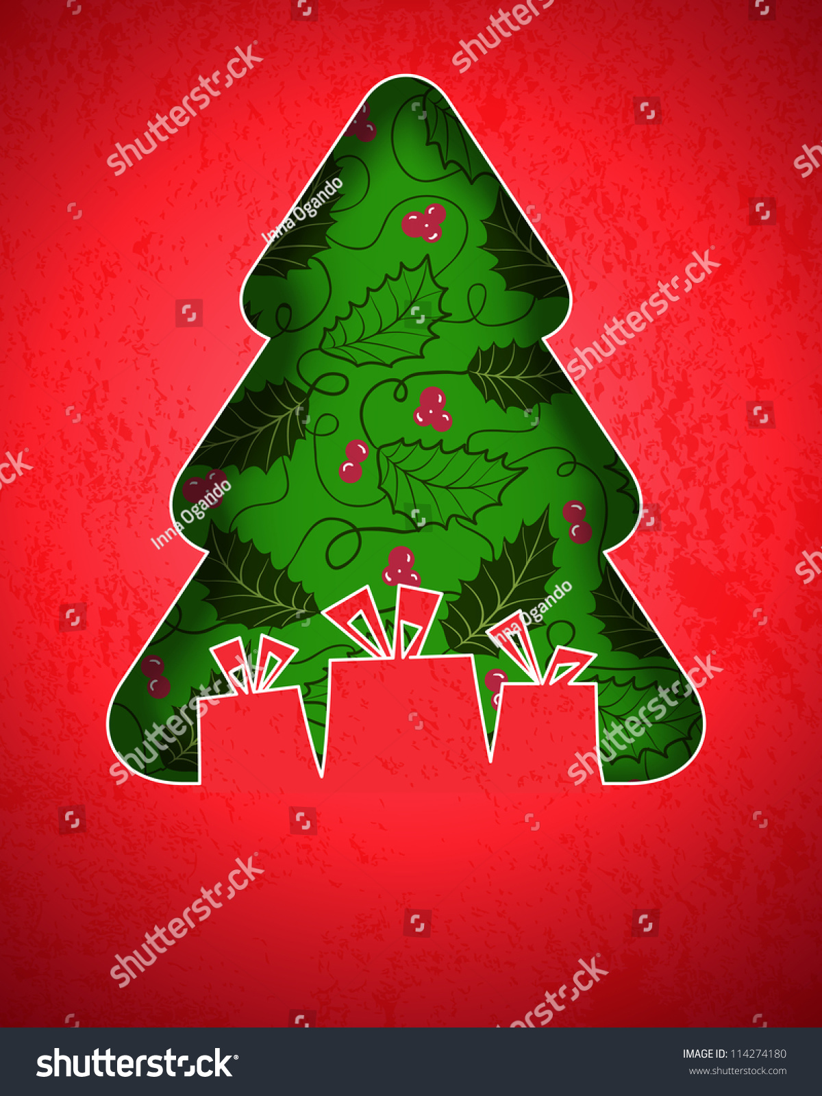 Christmas Background With Christmas Tree. Stock Photo 114274180 : Shutterstock