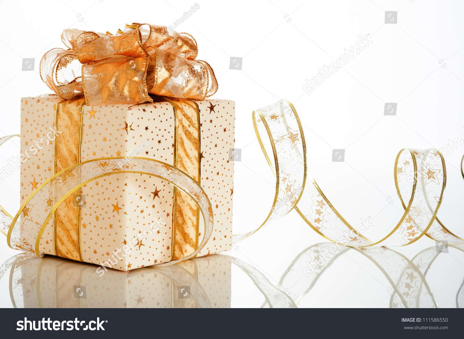 Christmas Gift Box With Decoration On White Background Stock Photo 111586550 : Shutterstock