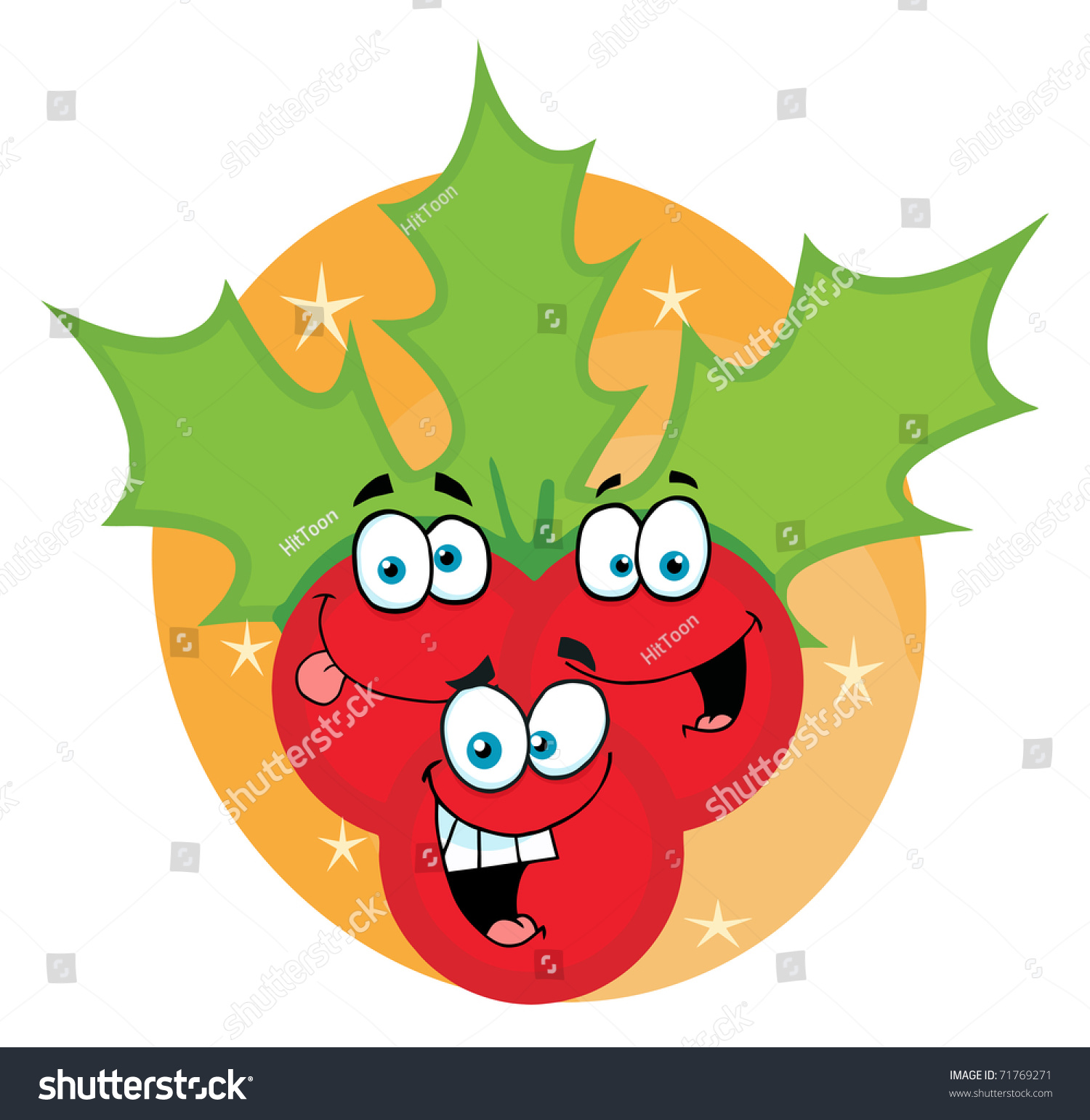 Christmas Holly Cartoon Characters Stock Photo 71769271 : Shutterstock